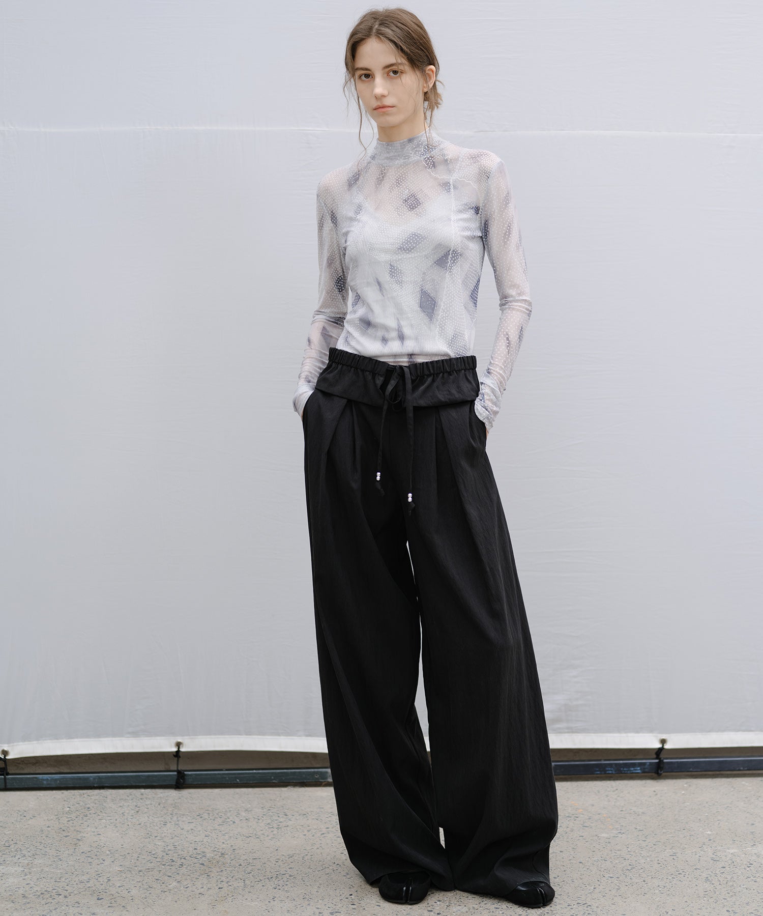 "Shipping from late February to early March" Curved Wide-Leg Drawstring Pants