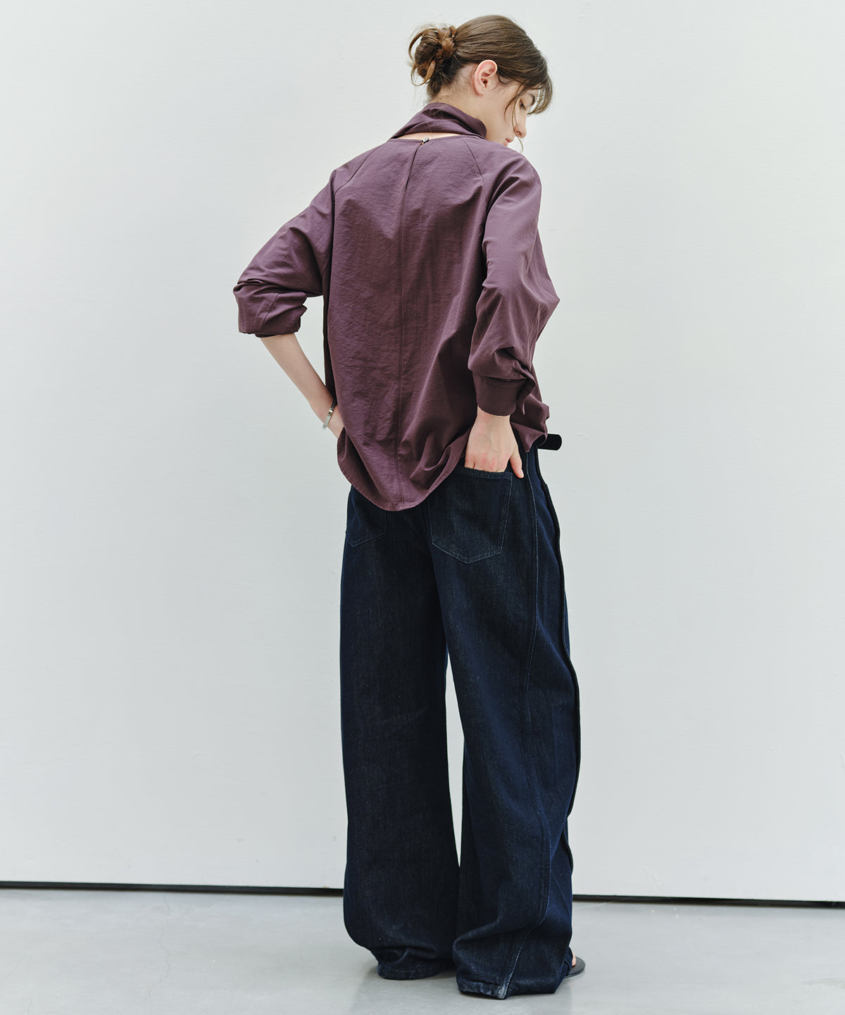 「10月下旬出荷予定」Side-Seam Detail Wide Denim Pants