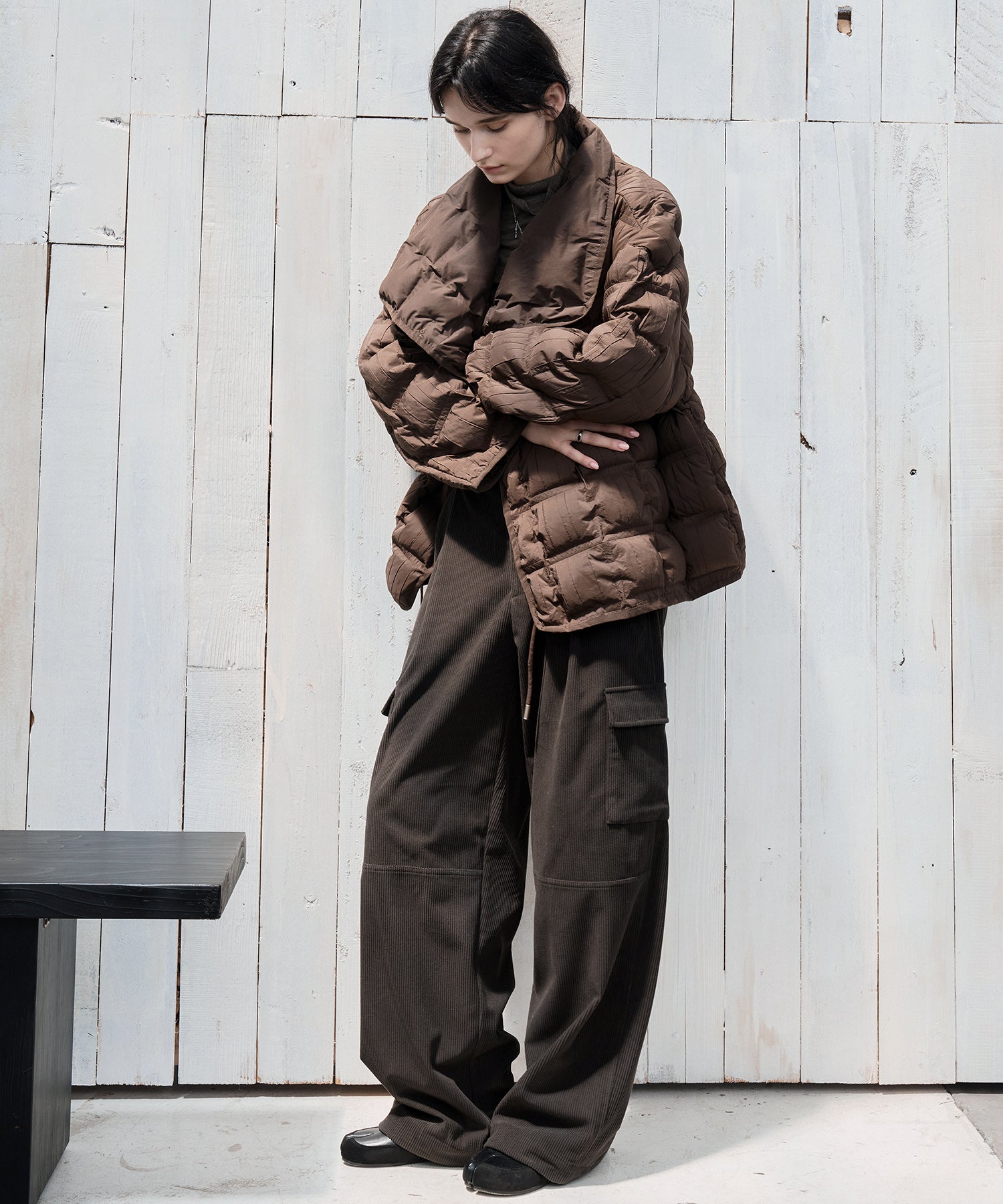 Crinkled Stand Collar Down Jacket