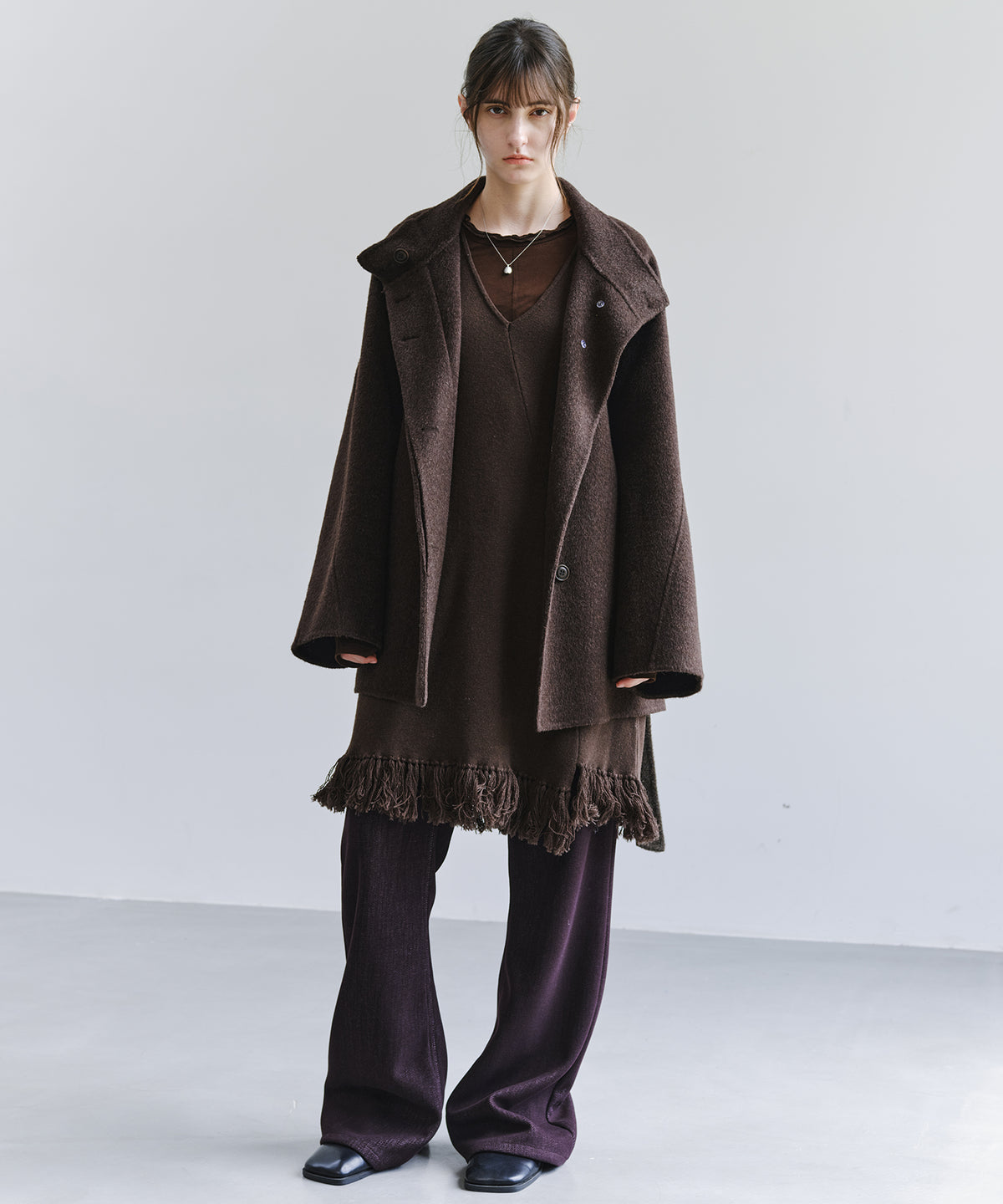 「10月下旬出荷予定」Cashmere-Blend Sheer Mellow Neck Long Sleeve Top