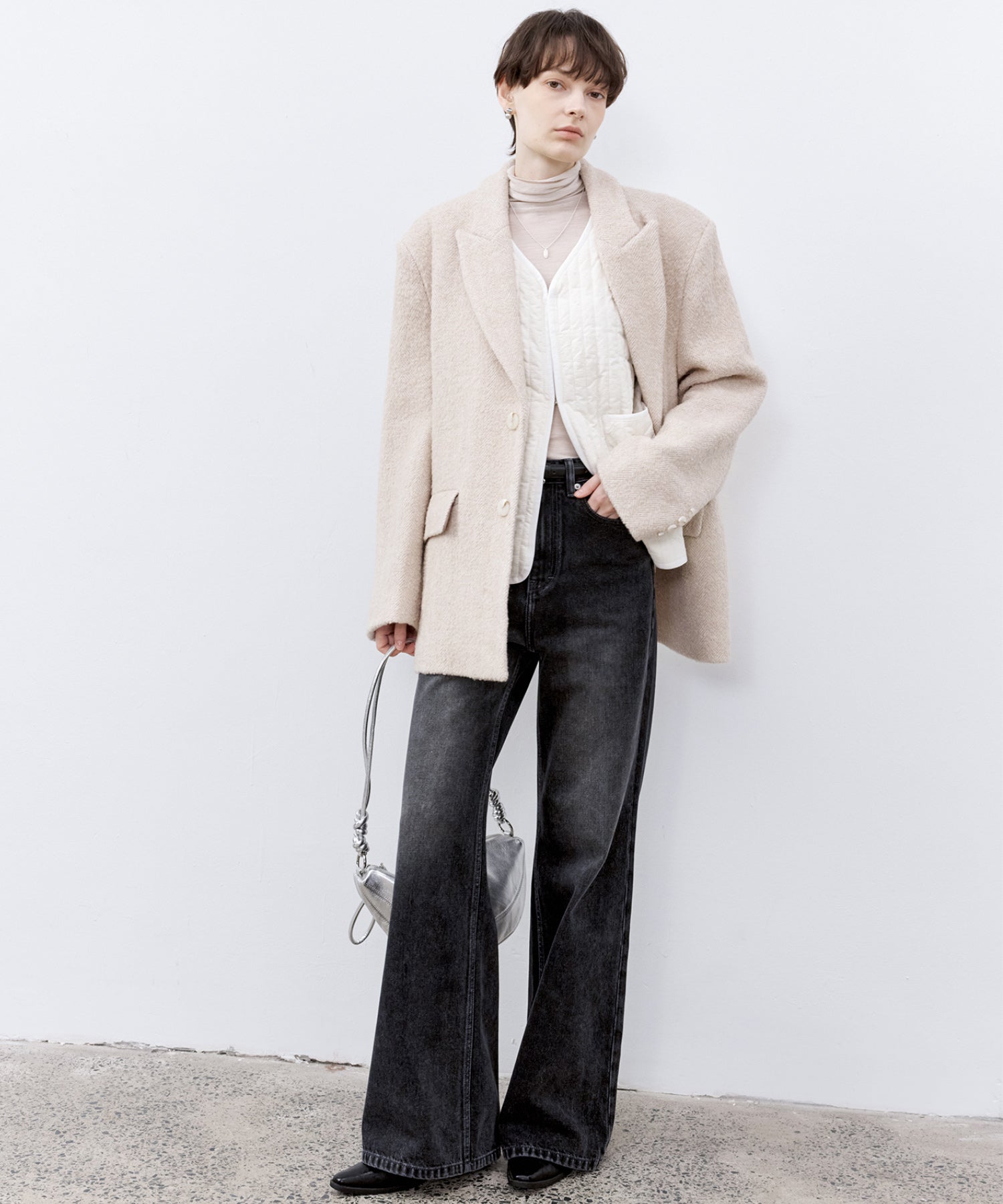Dark Gray Washed Slightly Flared Jeans