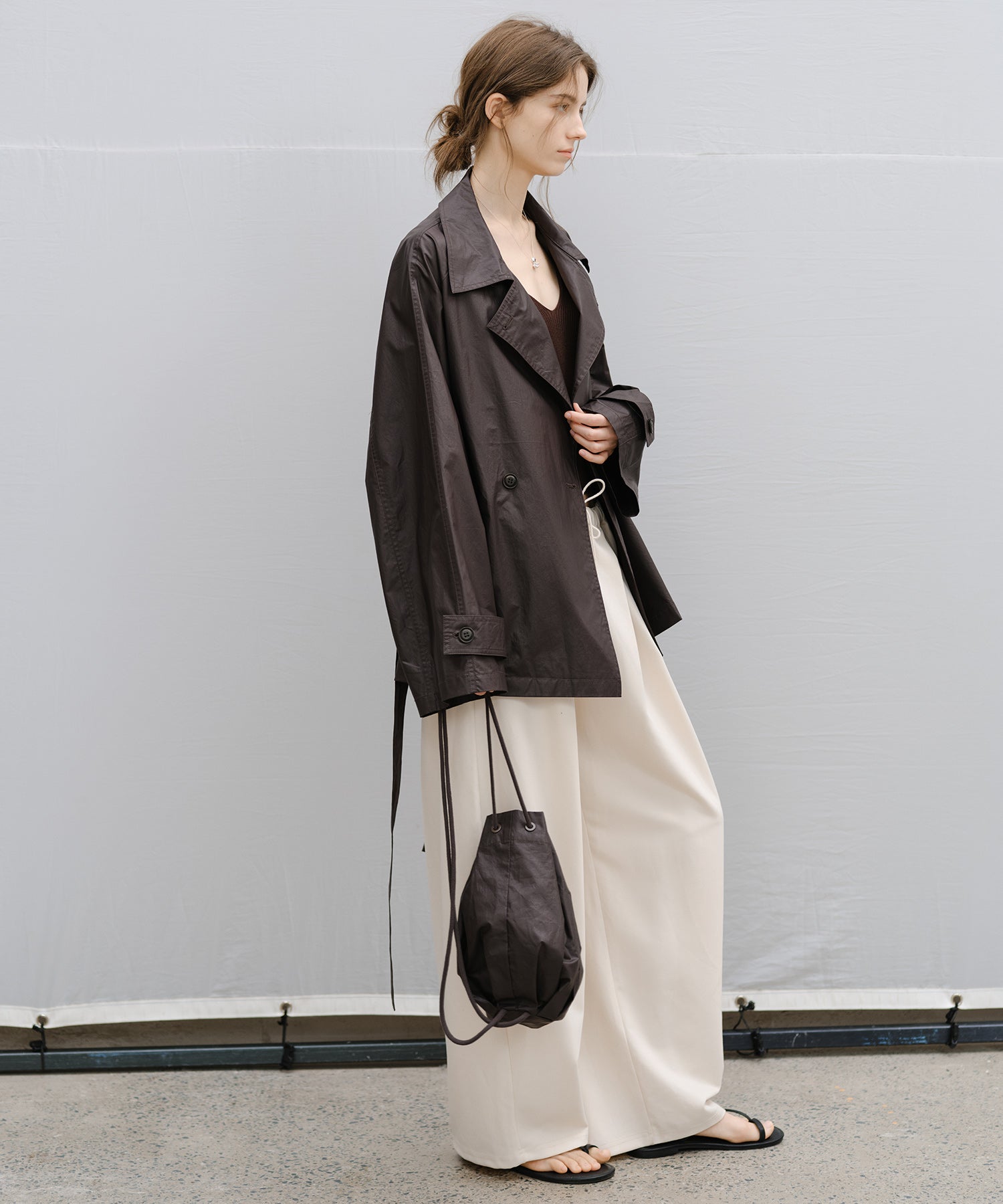 "Shipping from late February to early March" Belted Cropped Trench Jacket