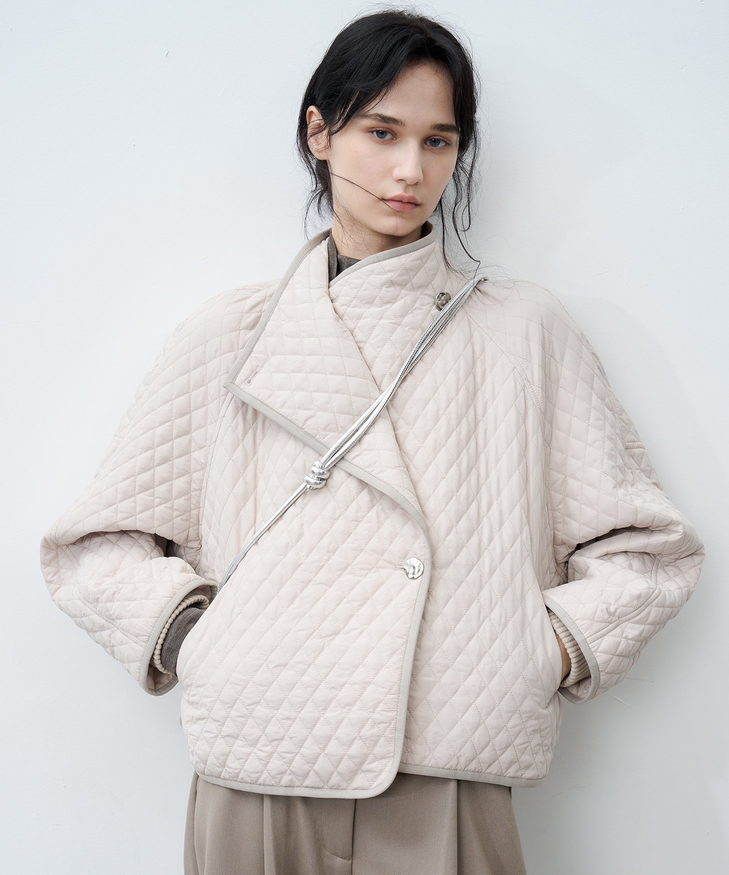 Asym Collar Quilted Padded Jacket