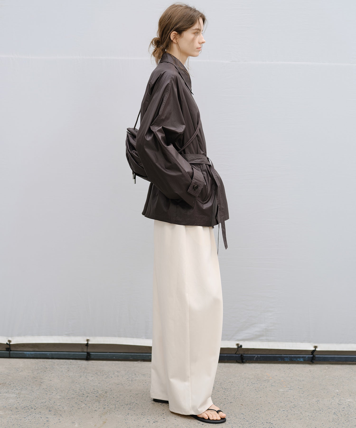 "Shipping from late February to early March" Belted Cropped Trench Jacket