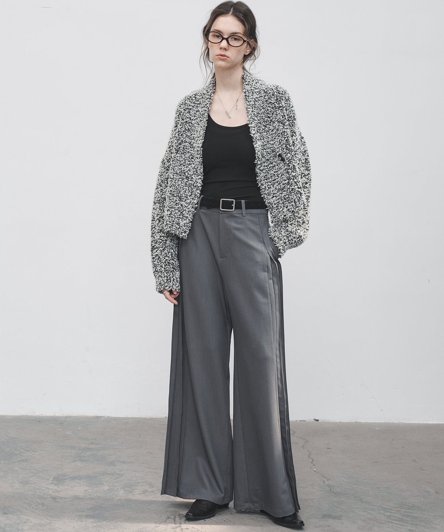 Accordion Pleat Wide-Leg Trousers