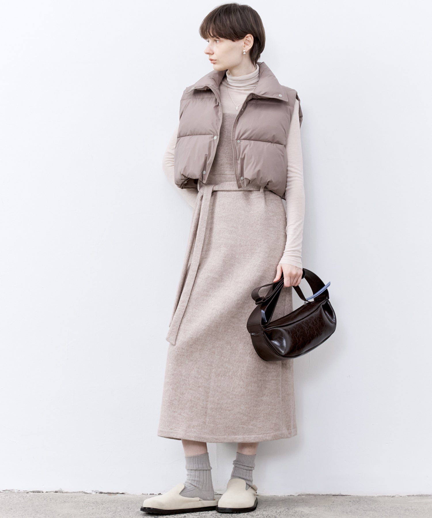 Wool-Blend Belted Jumper Dress