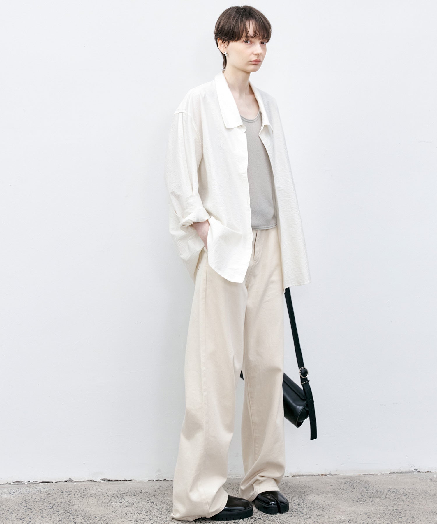 Big Collar Piping Stitch Oversized Shirt