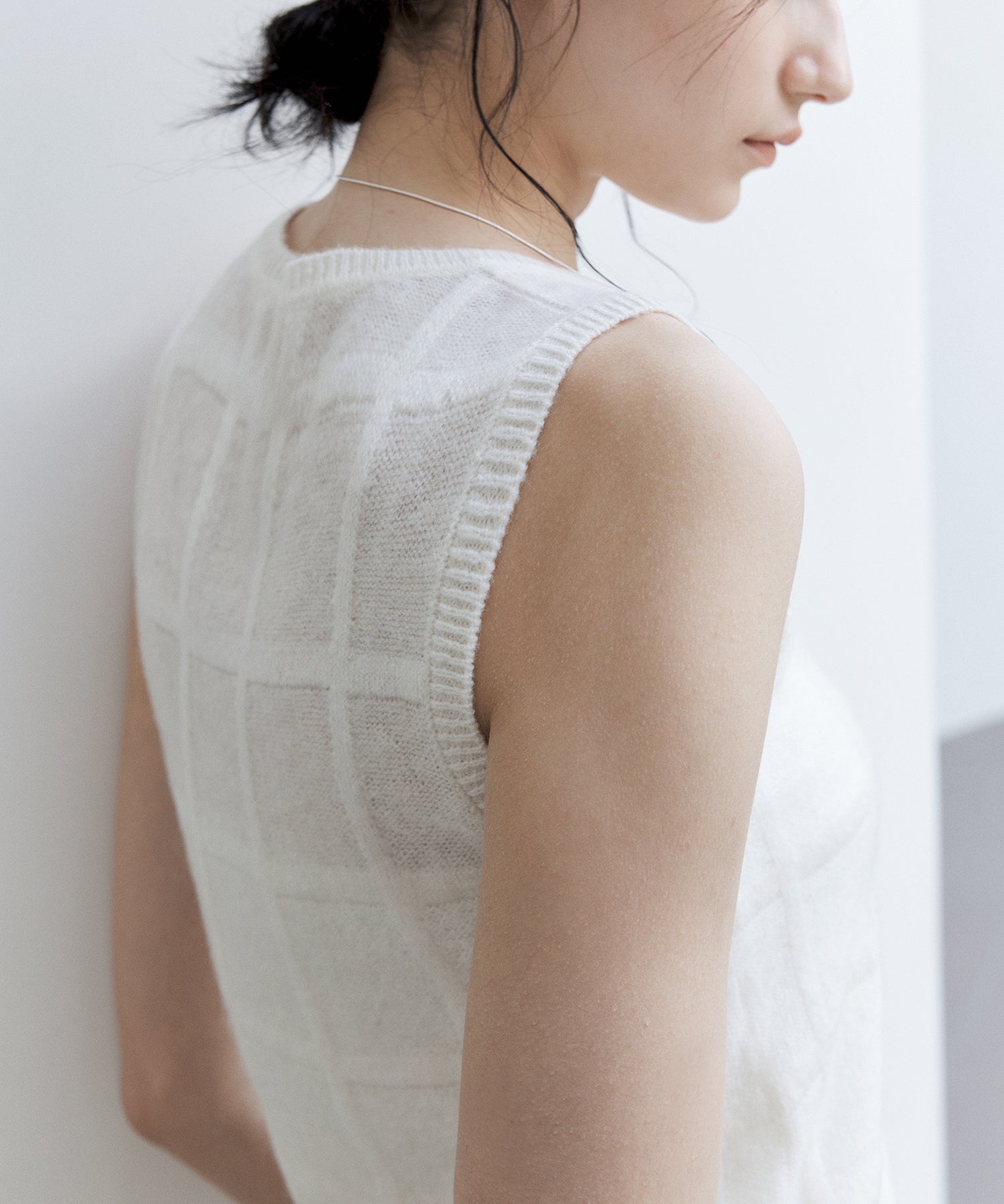 Sheer Check Knit Sleeveless Top