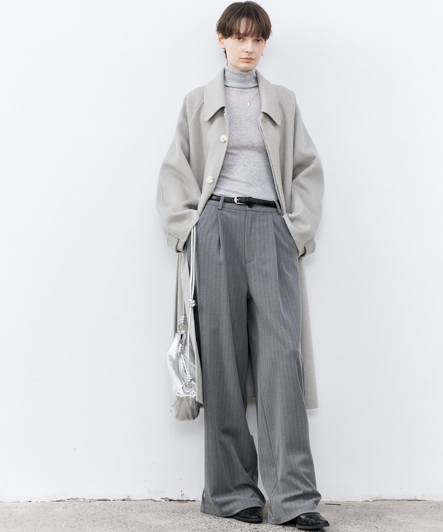 High-Waisted Striped Wide Slacks