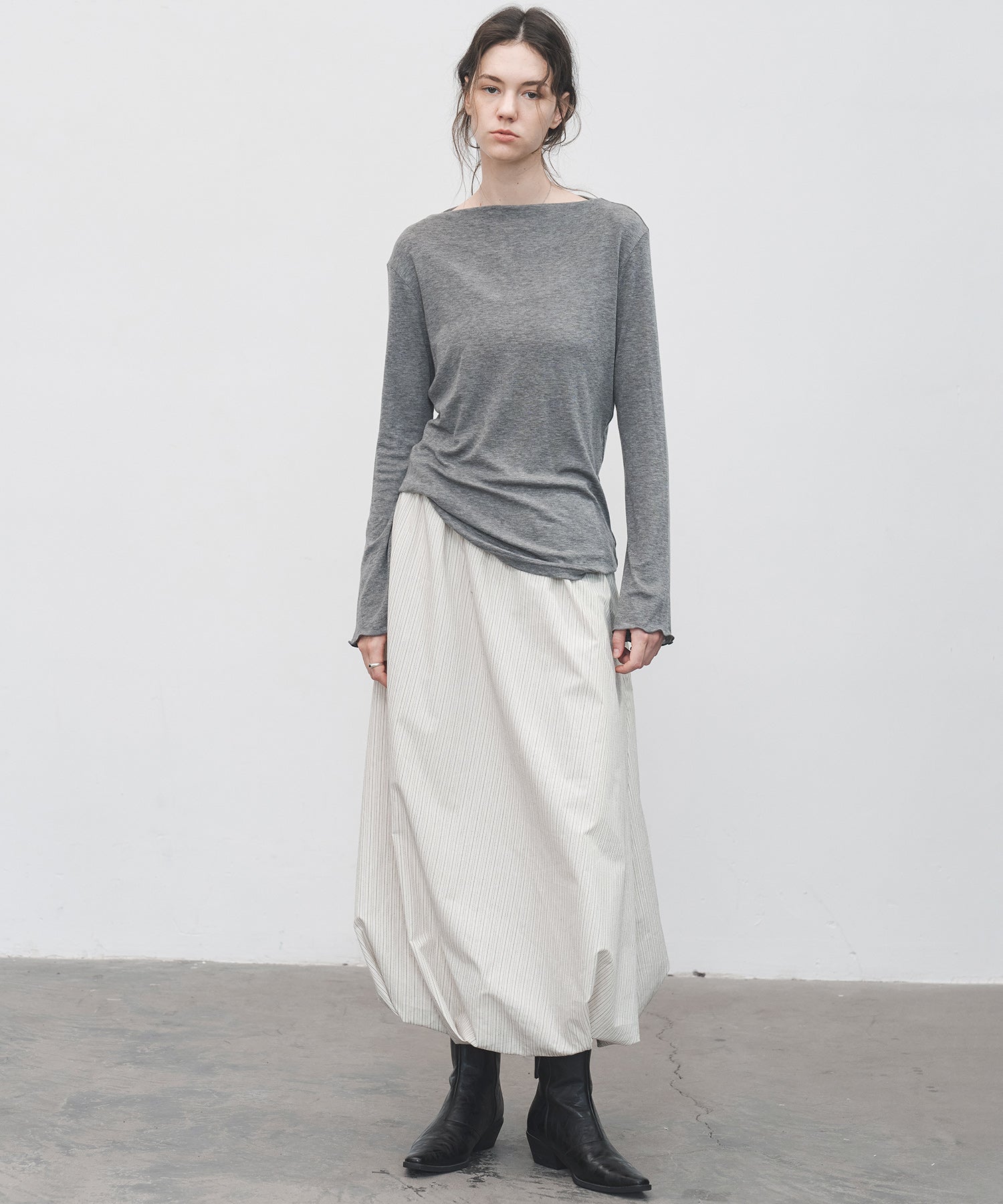 Twist-Detail Striped Balloon Skirt