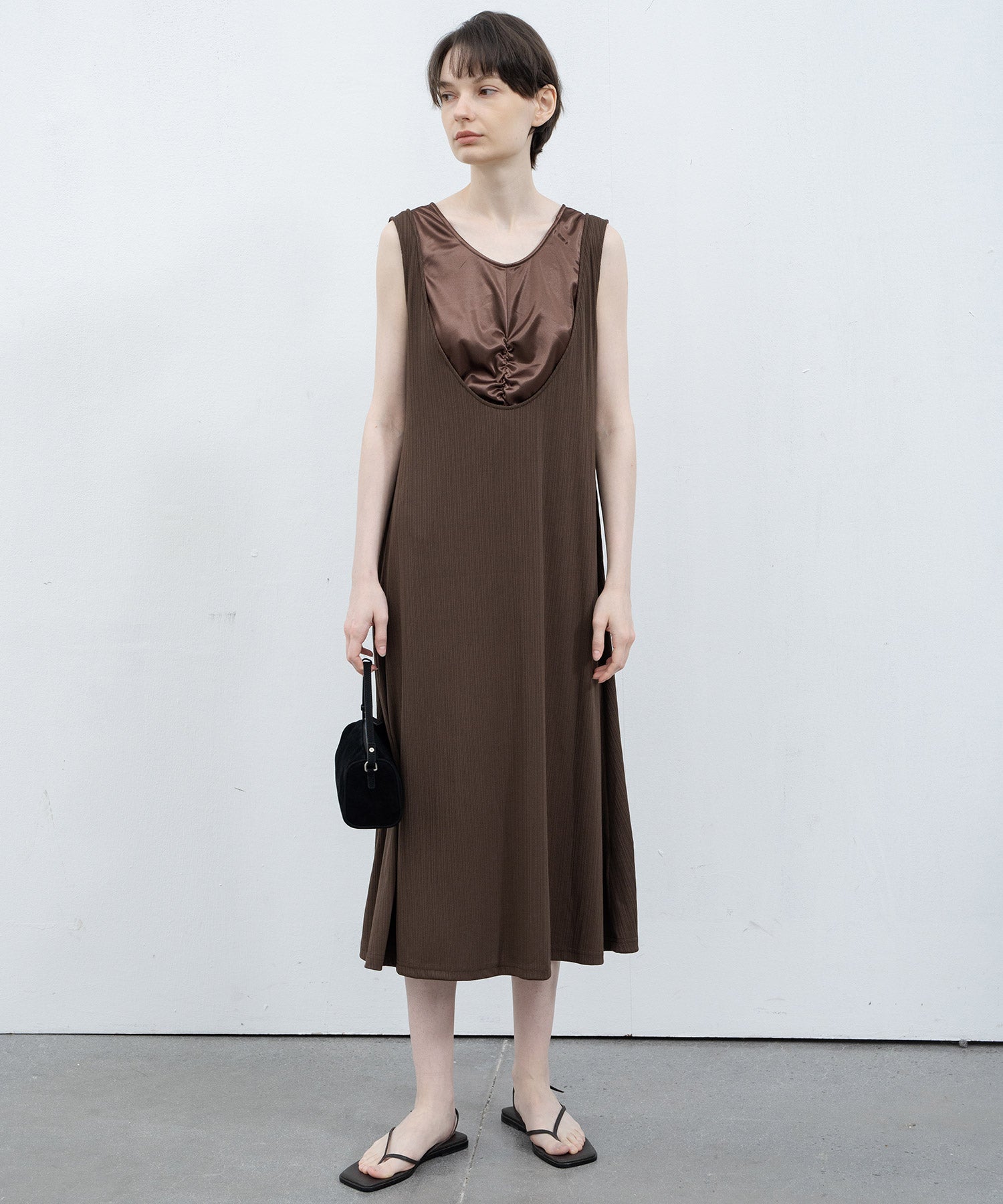 Inner Docking Gauze-Textured Long Dress