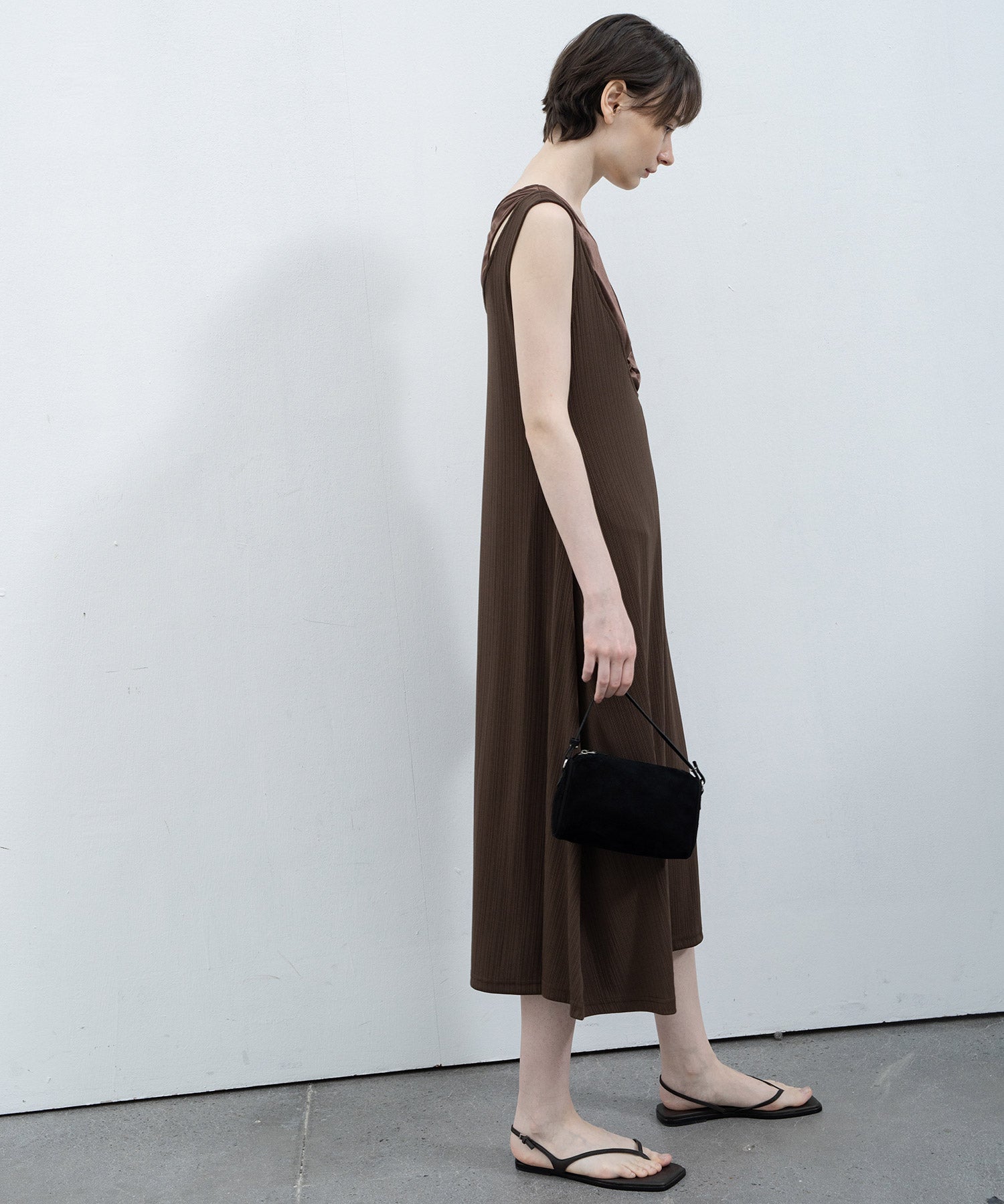 Inner Docking Gauze-Textured Long Dress