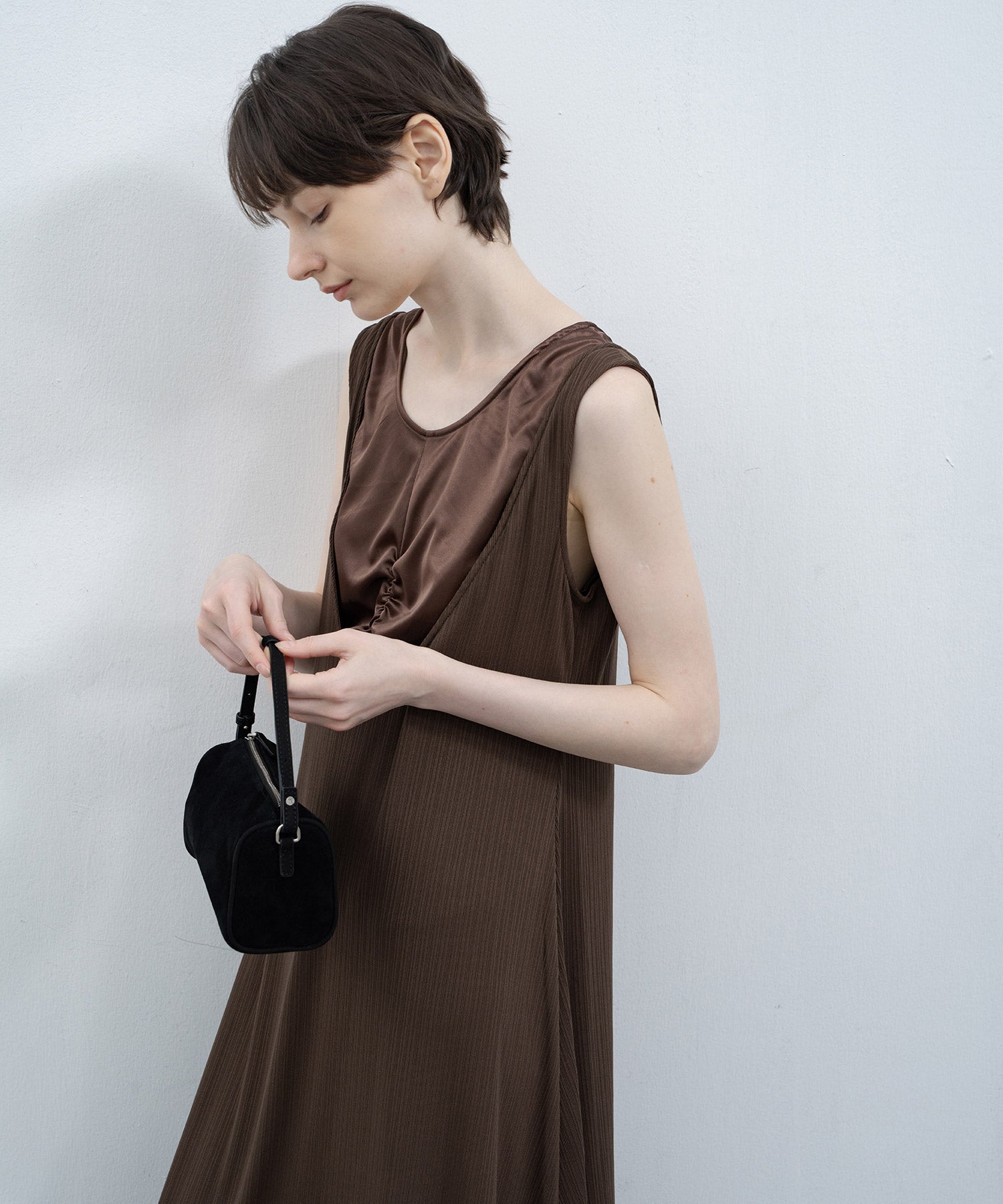 Inner Docking Gauze-Textured Long Dress