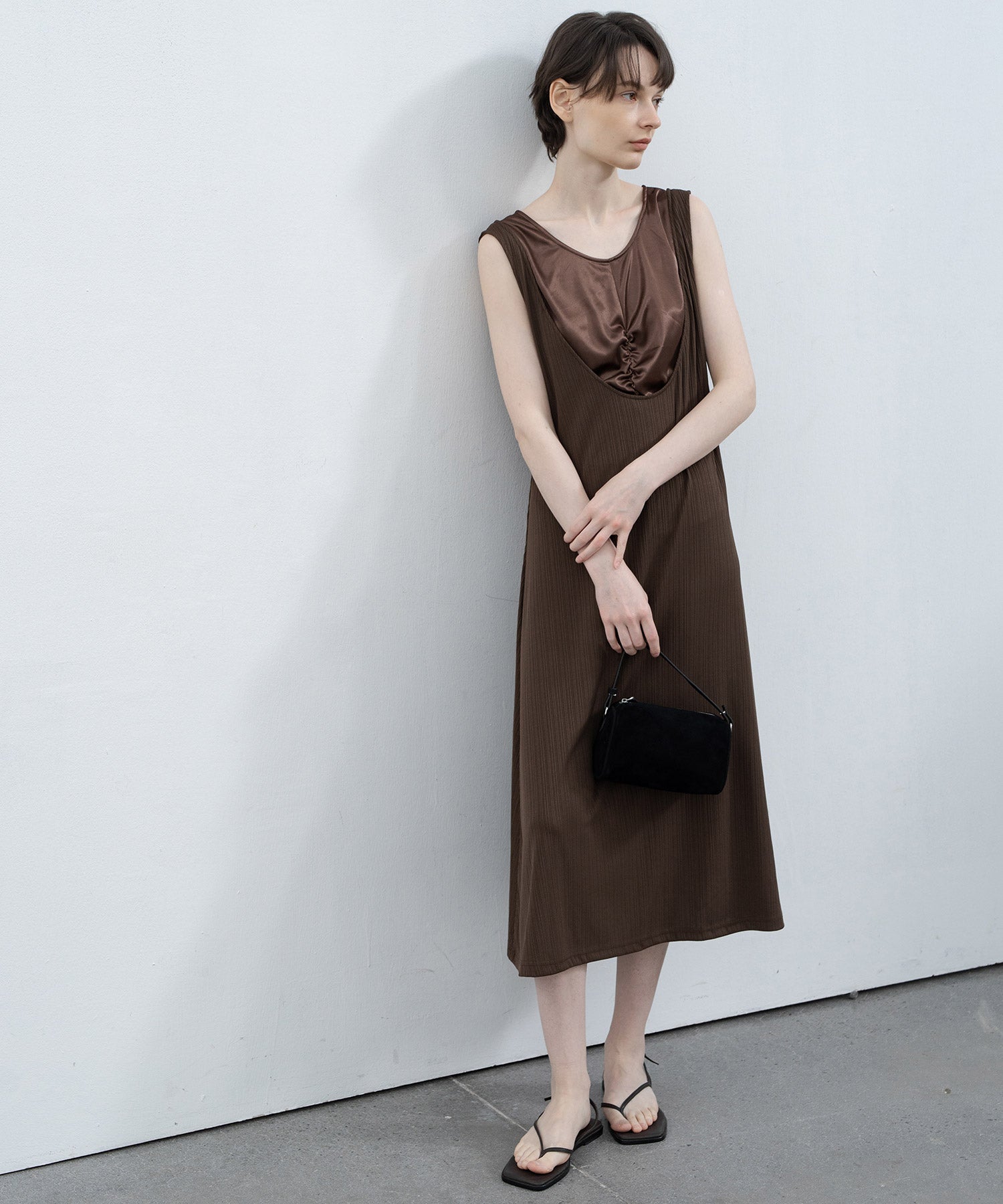 Inner Docking Gauze-Textured Long Dress