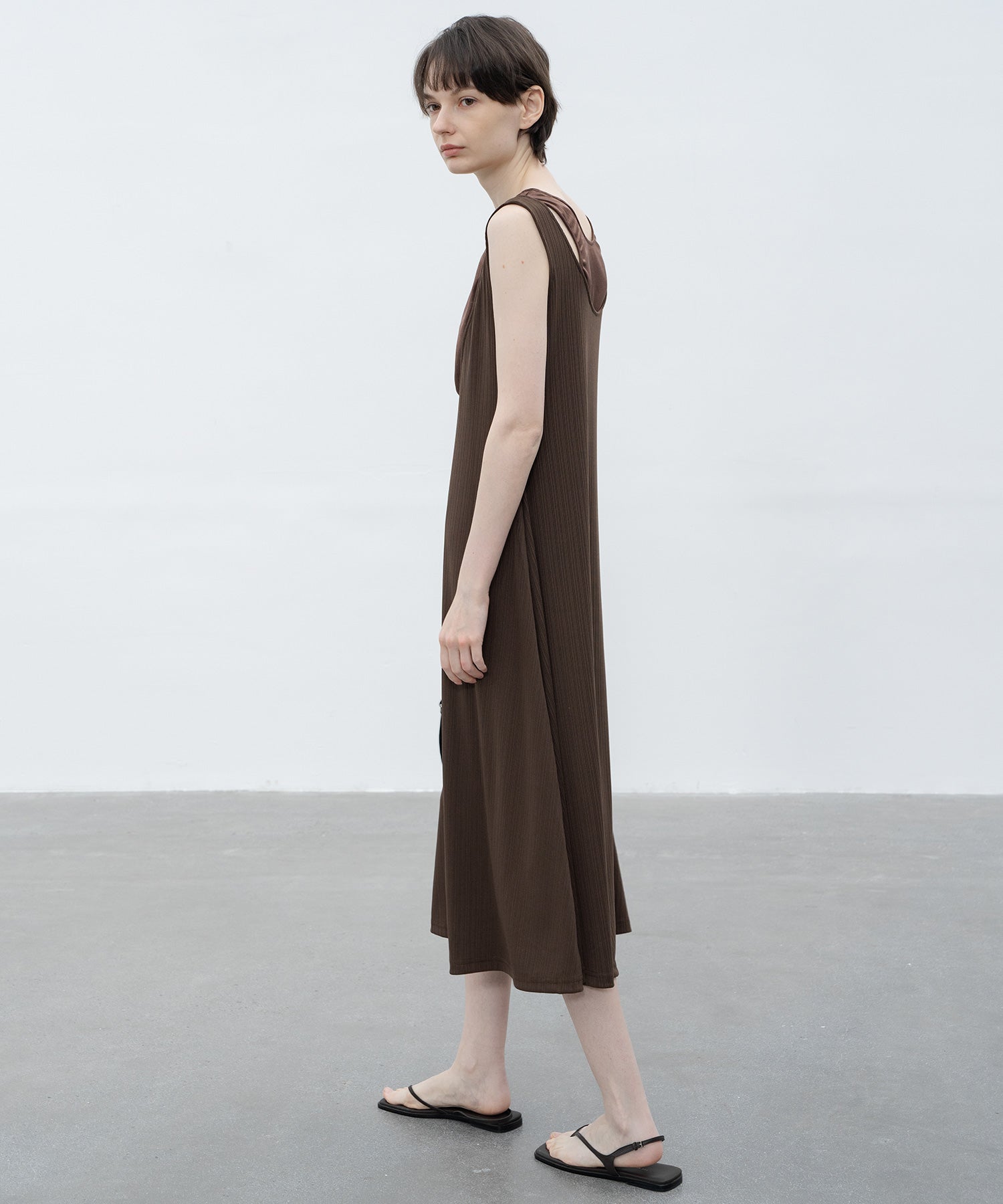 Inner Docking Gauze-Textured Long Dress