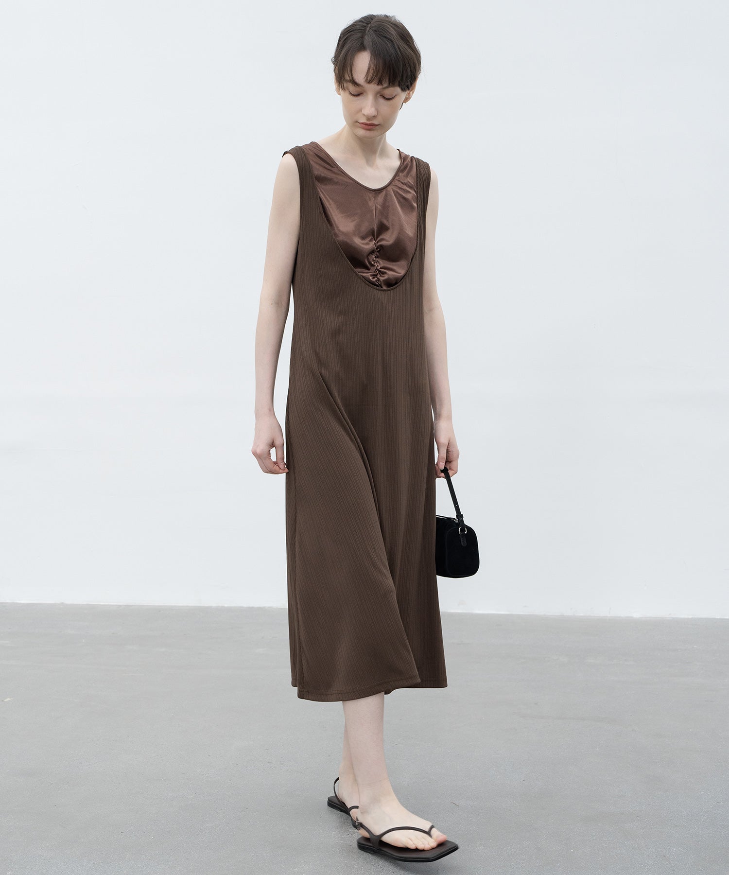 Inner Docking Gauze-Textured Long Dress