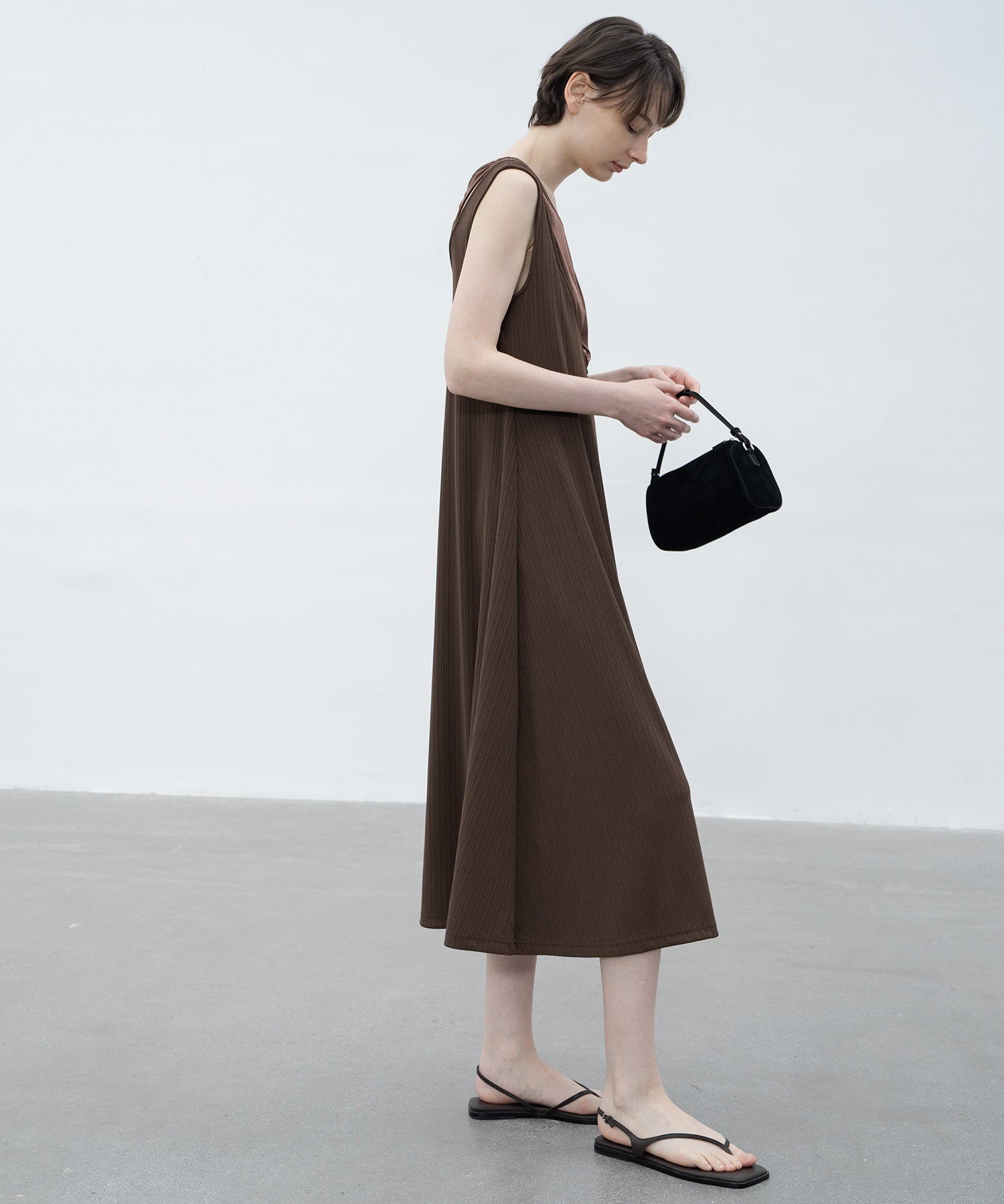 Inner Docking Gauze-Textured Long Dress