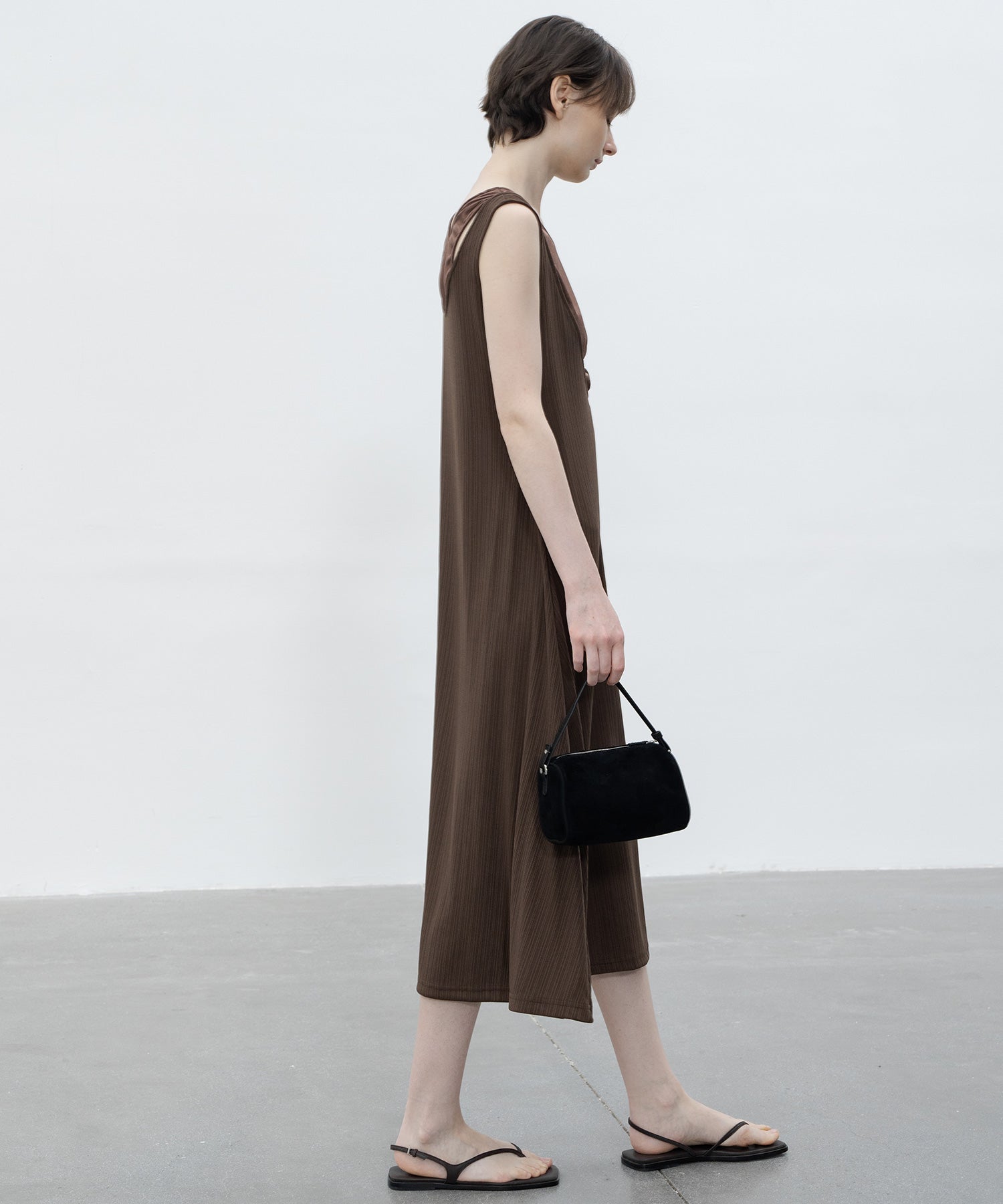 Inner Docking Gauze-Textured Long Dress