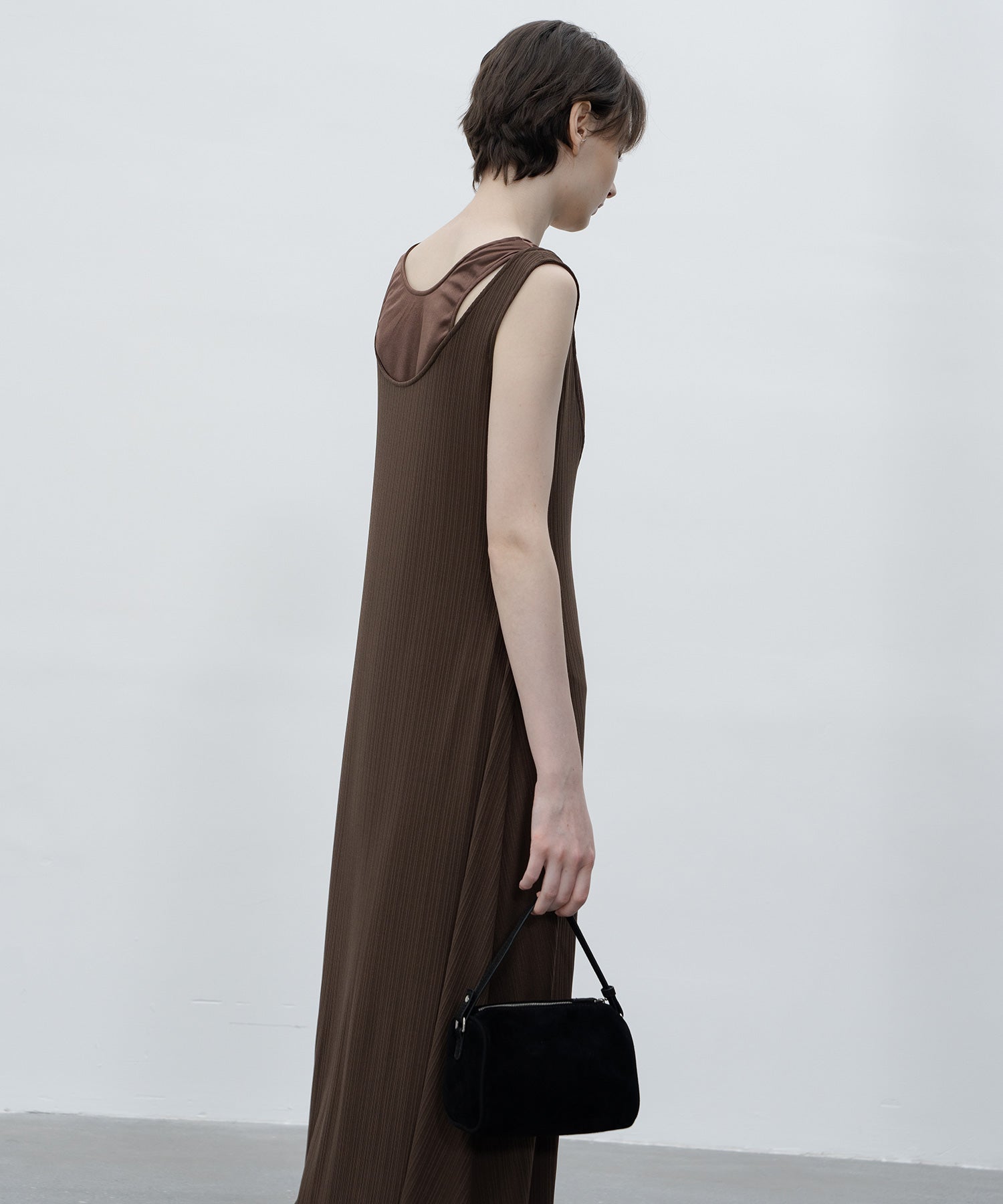 Inner Docking Gauze-Textured Long Dress