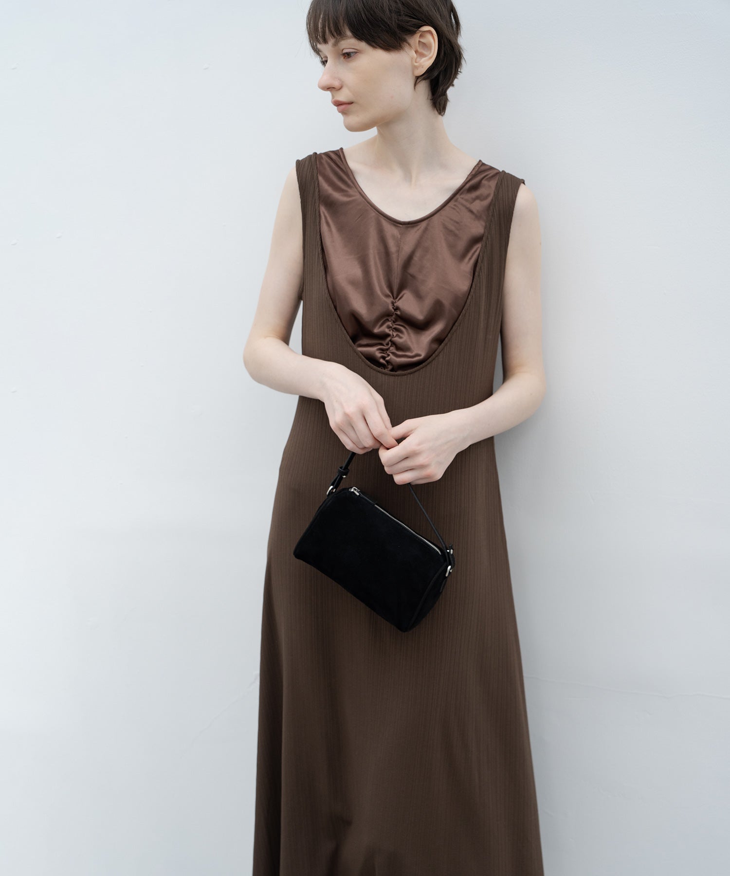 Inner Docking Gauze-Textured Long Dress