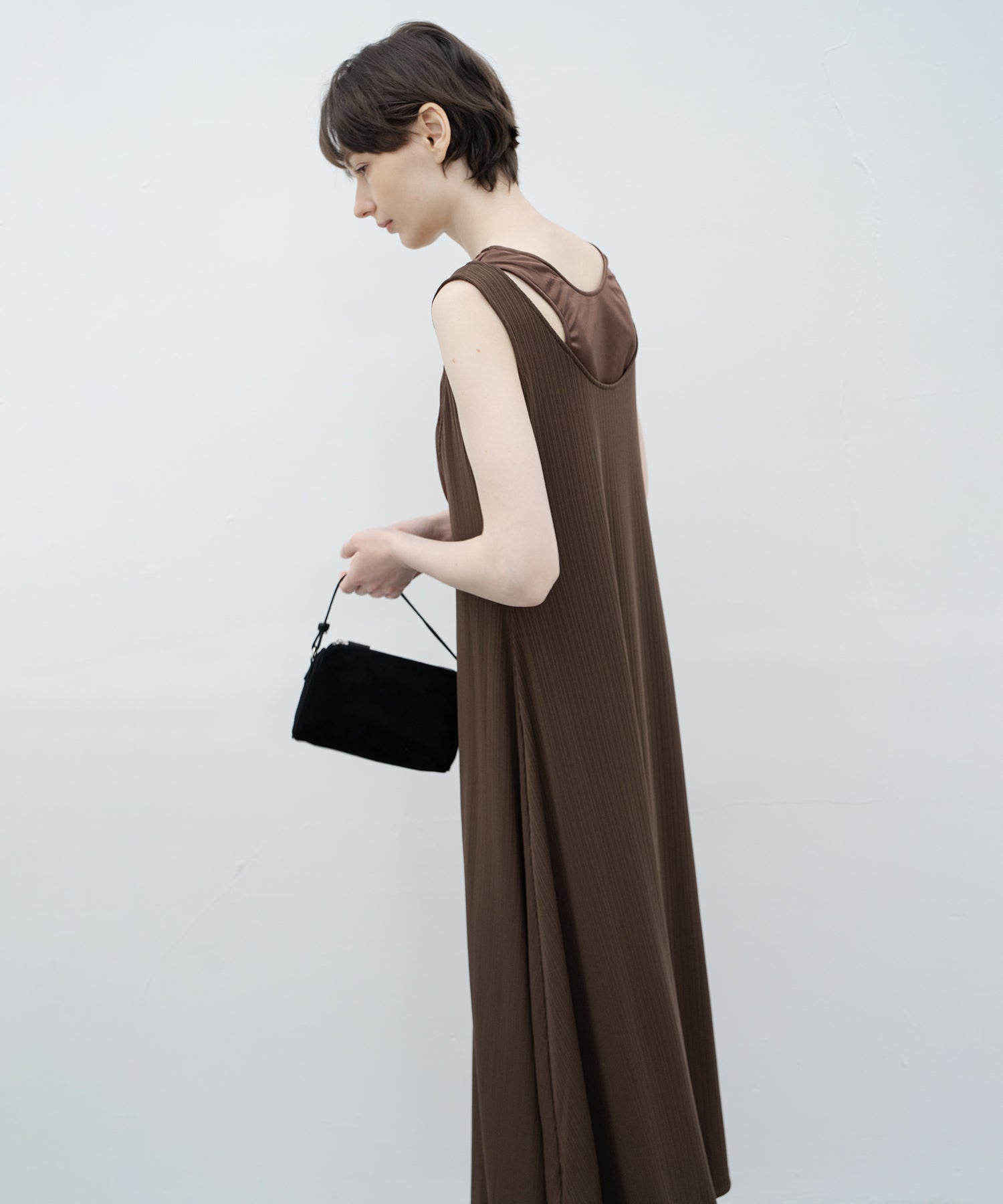 Inner Docking Gauze-Textured Long Dress