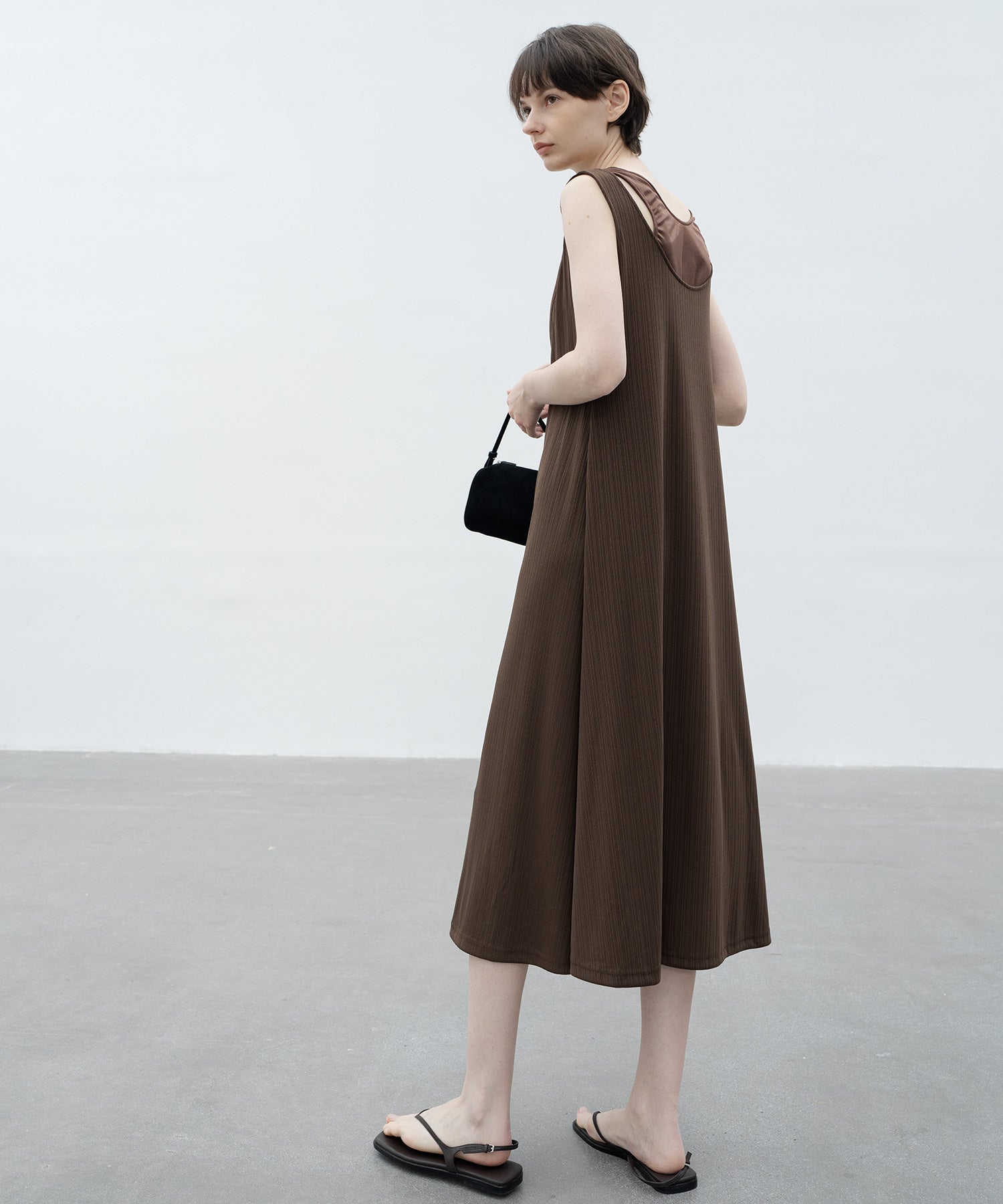 Inner Docking Gauze-Textured Long Dress