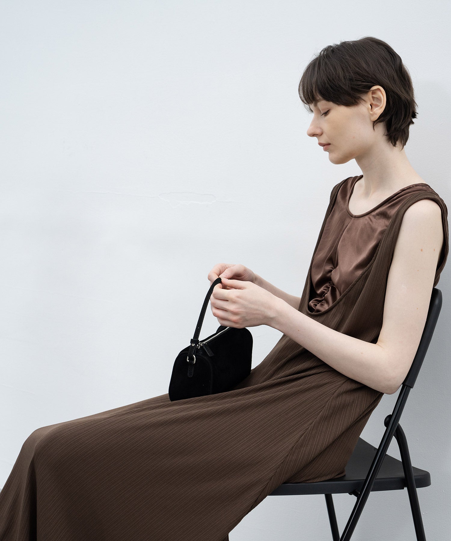 Inner Docking Gauze-Textured Long Dress