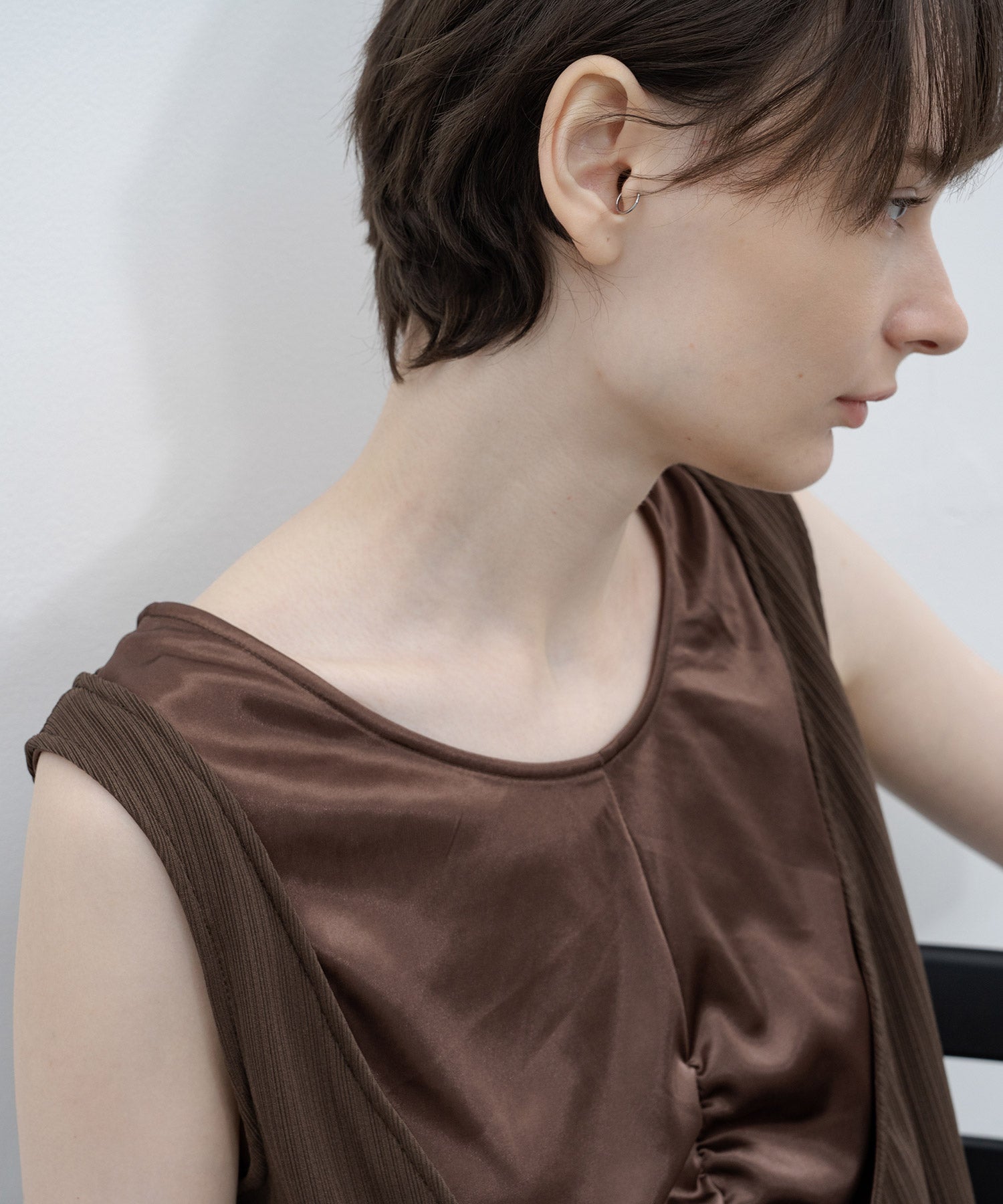 Inner Docking Gauze-Textured Long Dress