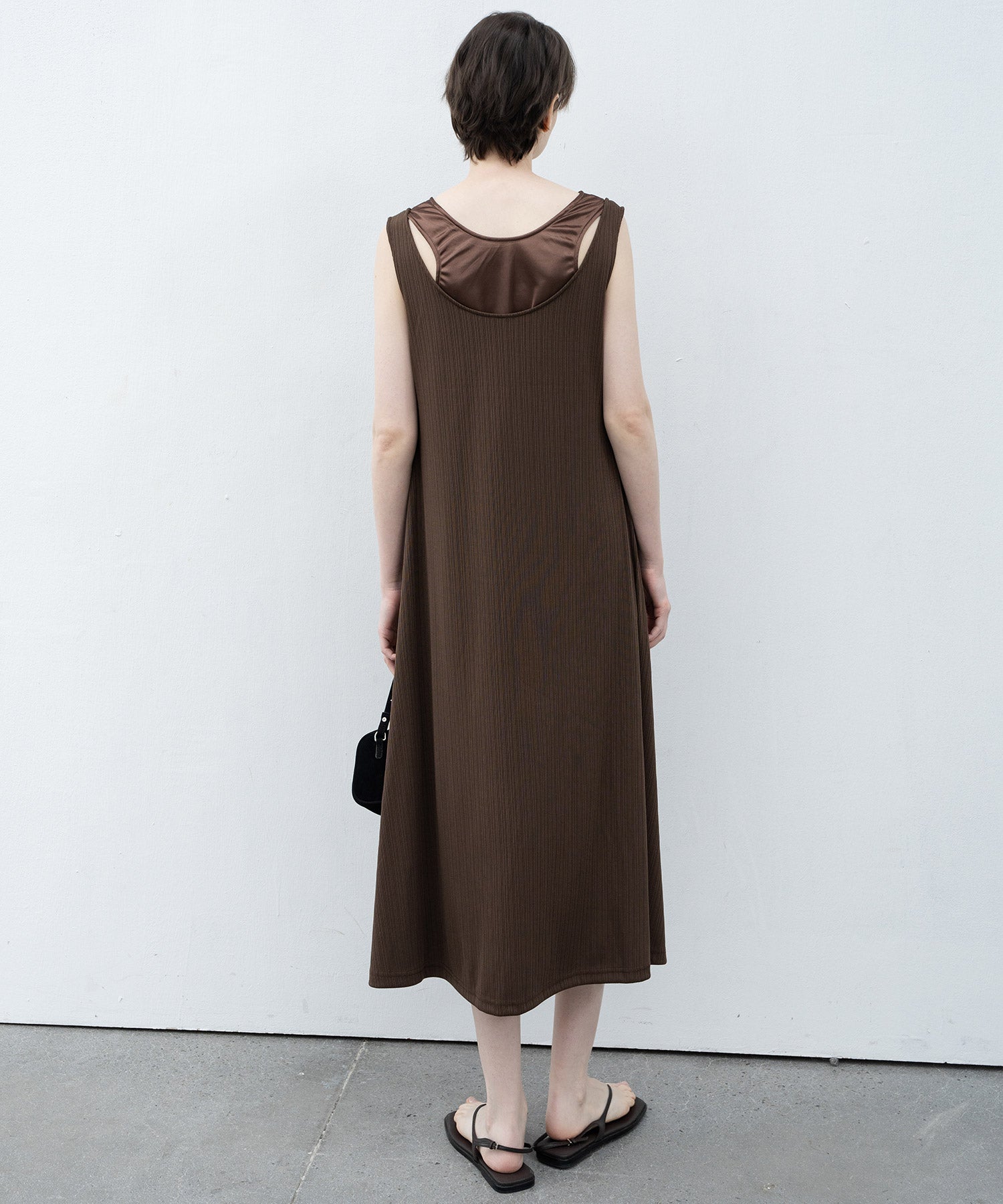 Inner Docking Gauze-Textured Long Dress