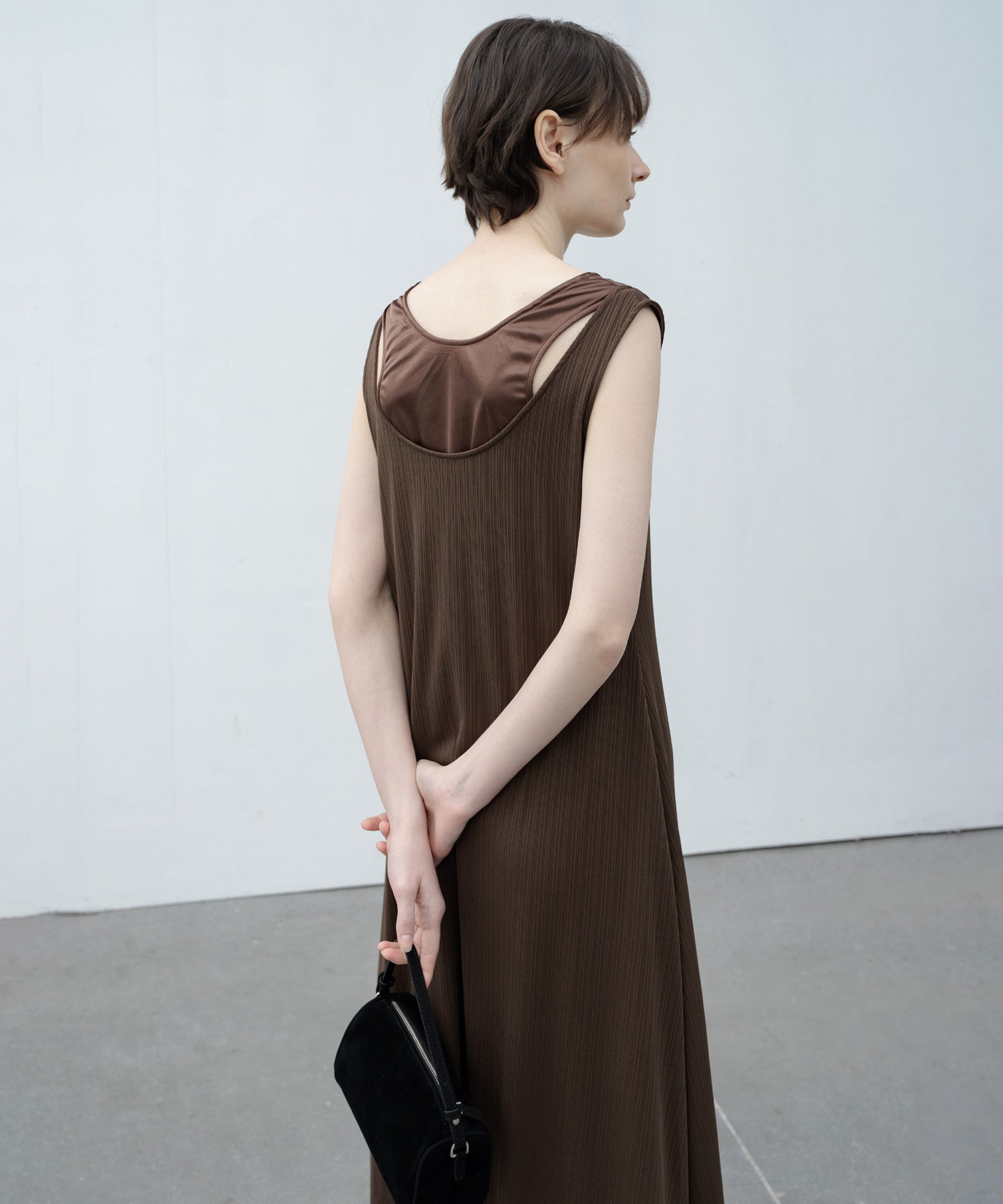 Inner Docking Gauze-Textured Long Dress
