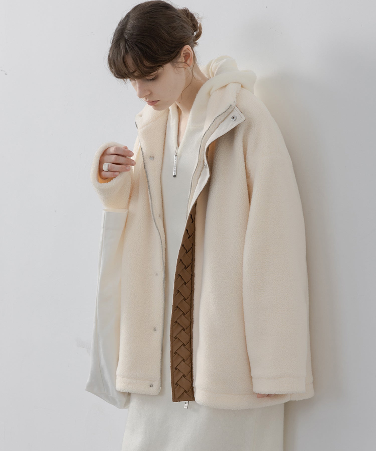 Center Line Knit Soft Boa Jacket