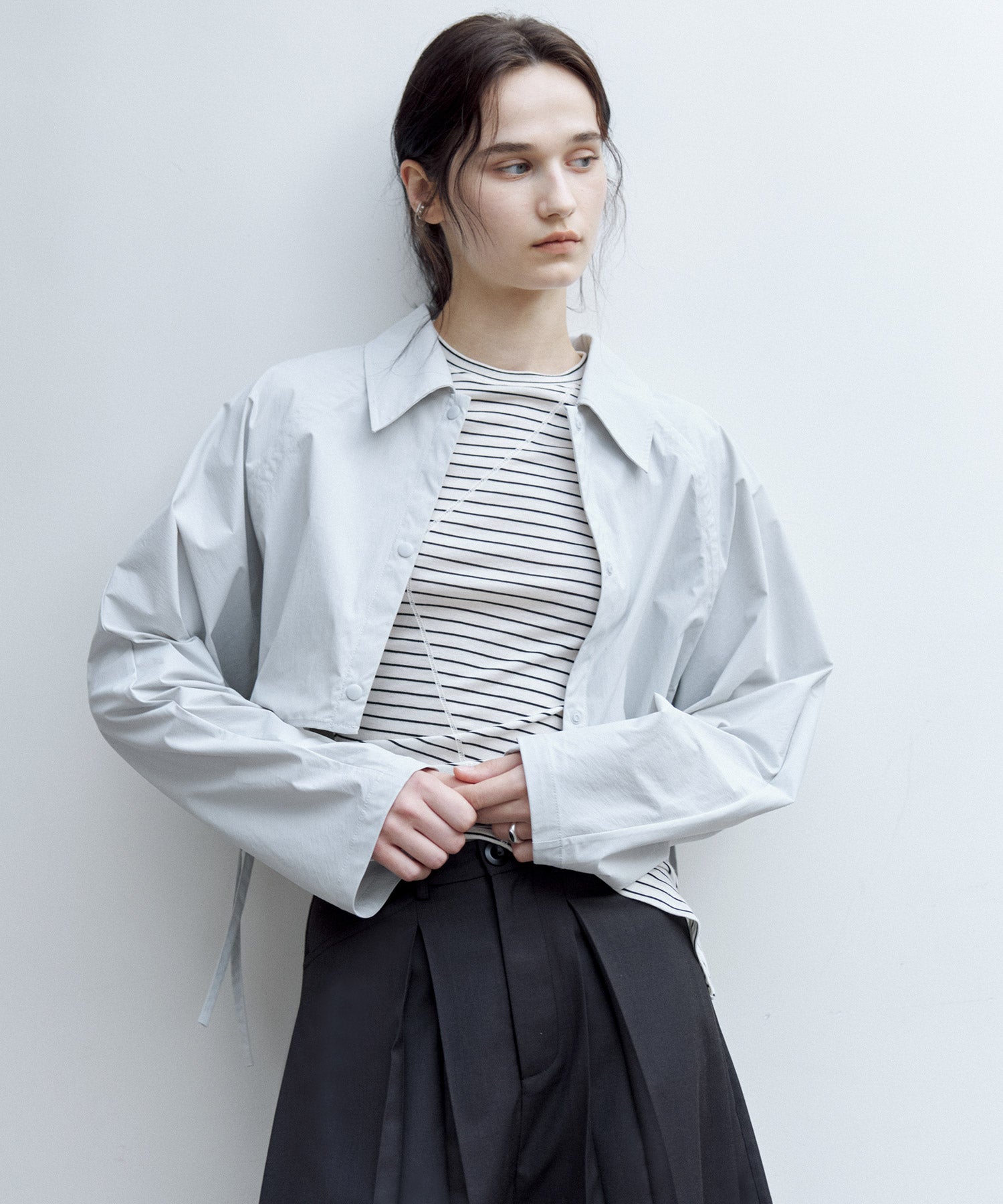 UPF50+ Cropped UV Shirt Jacket with Back Drawstring