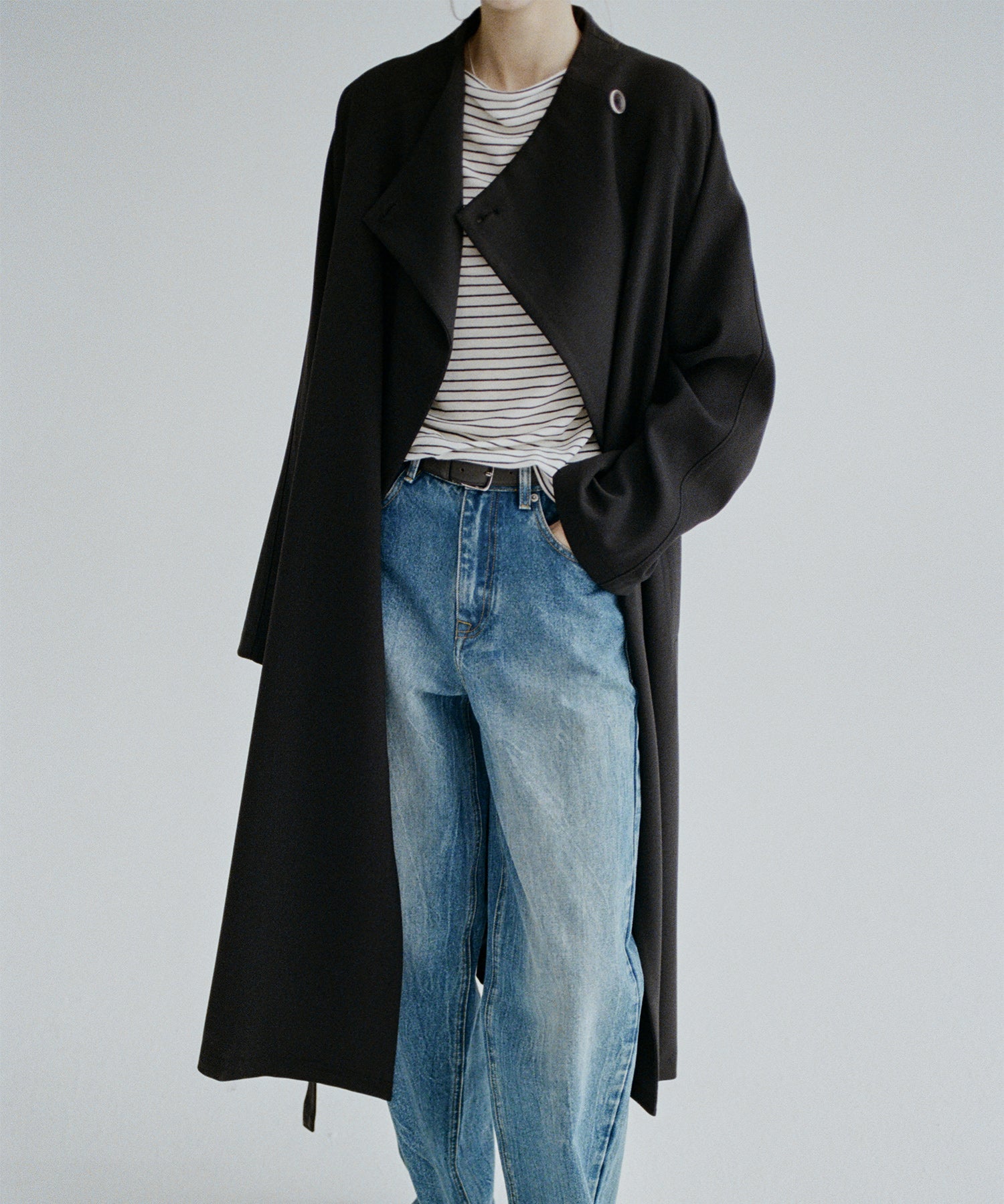 Drape Neck Oversized Trench Coat