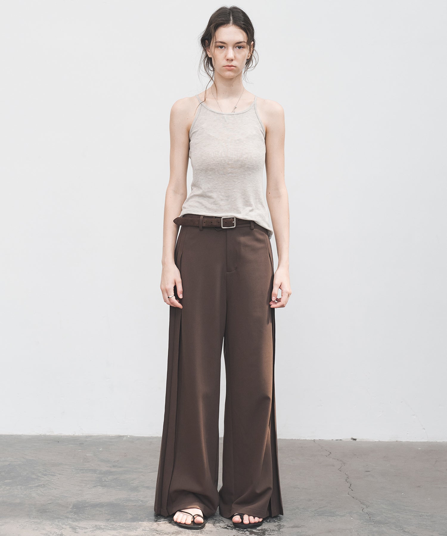Accordion Pleat Wide-Leg Trousers