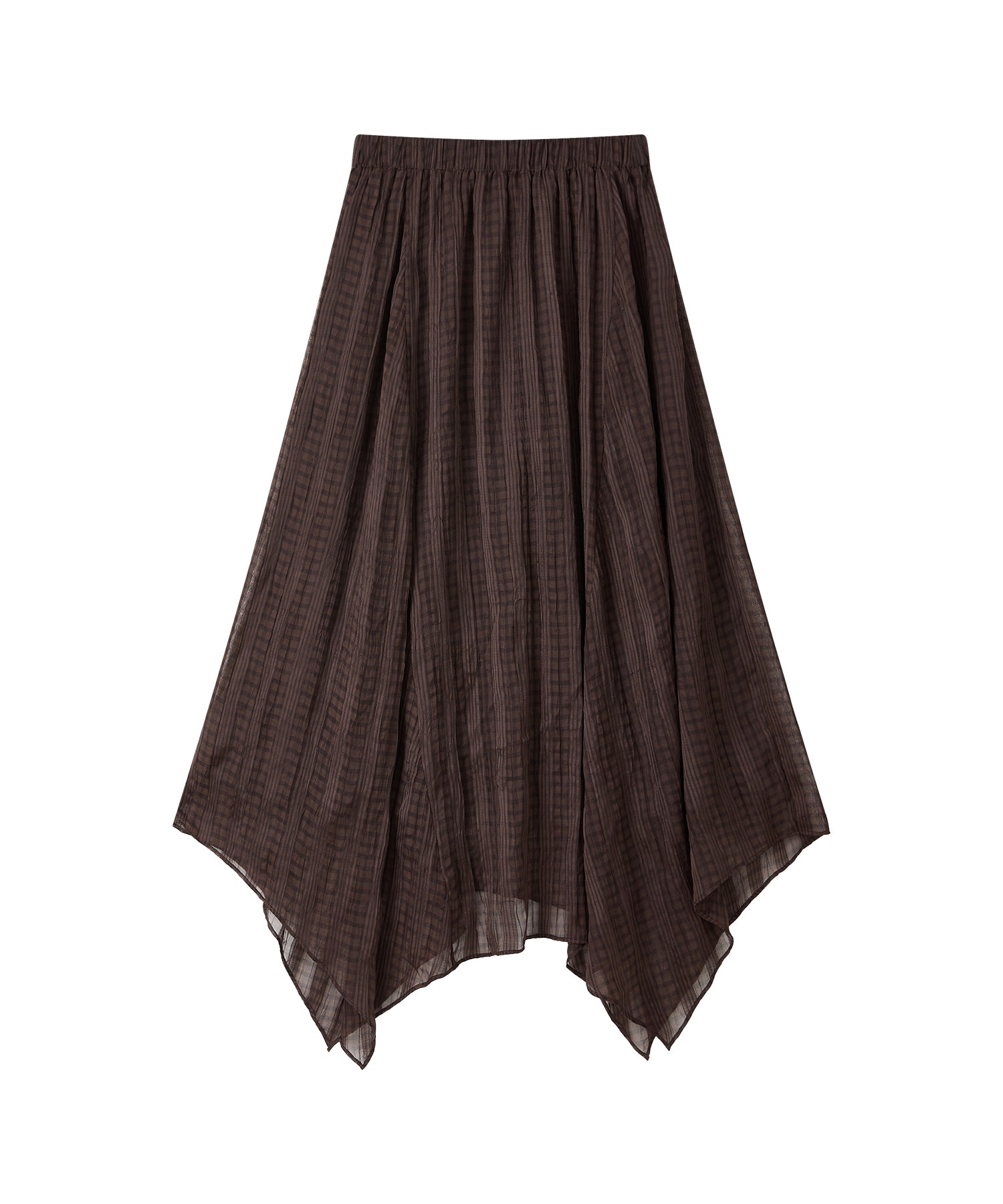 「7月中旬~下旬出荷」Sheer Check Asymmetric Skirt