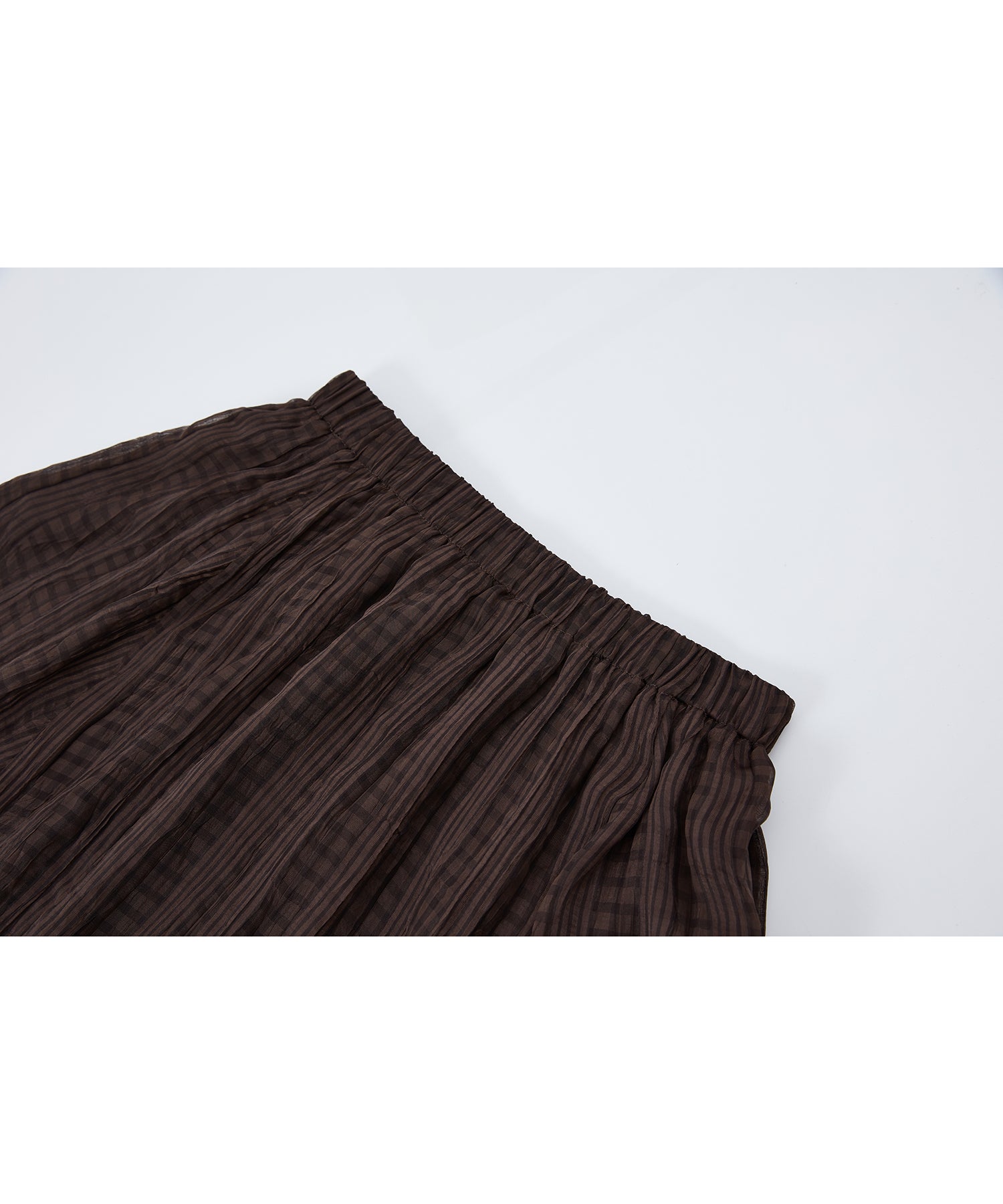 「7月中旬~下旬出荷」Sheer Check Asymmetric Skirt