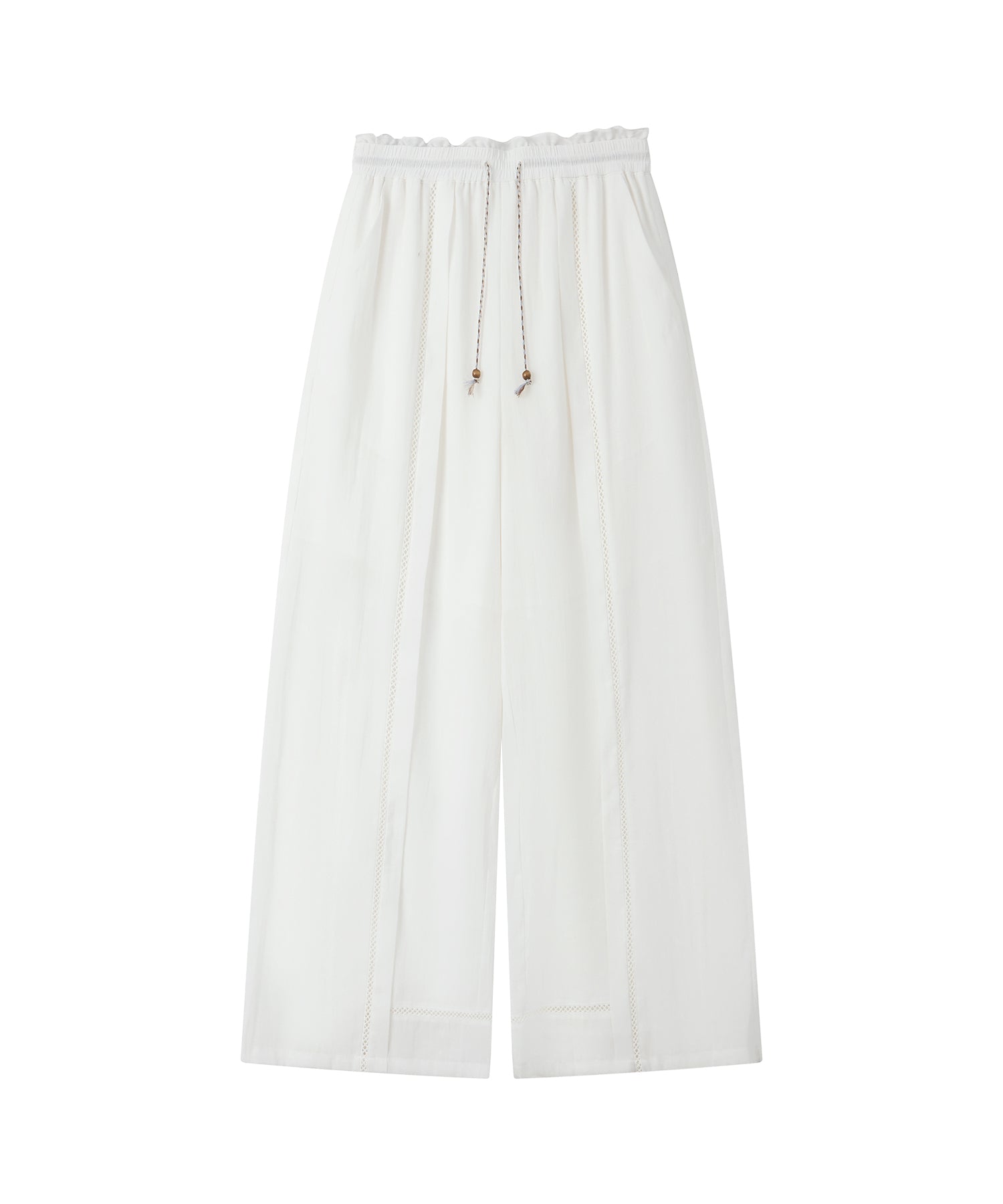 「8月中旬~下旬出荷」Front Lace Linen Blend Wide Pants