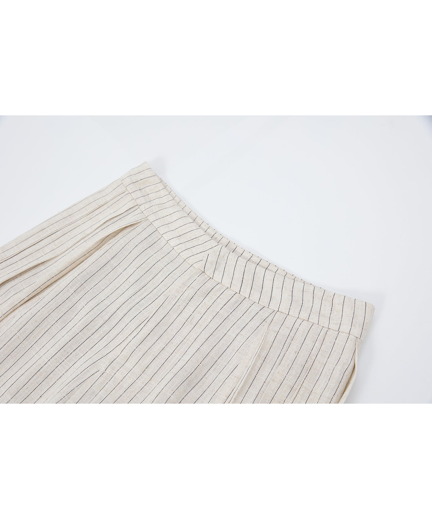 「7月中旬~下旬出荷」Linen Blend Striped Pleated Wide Pants