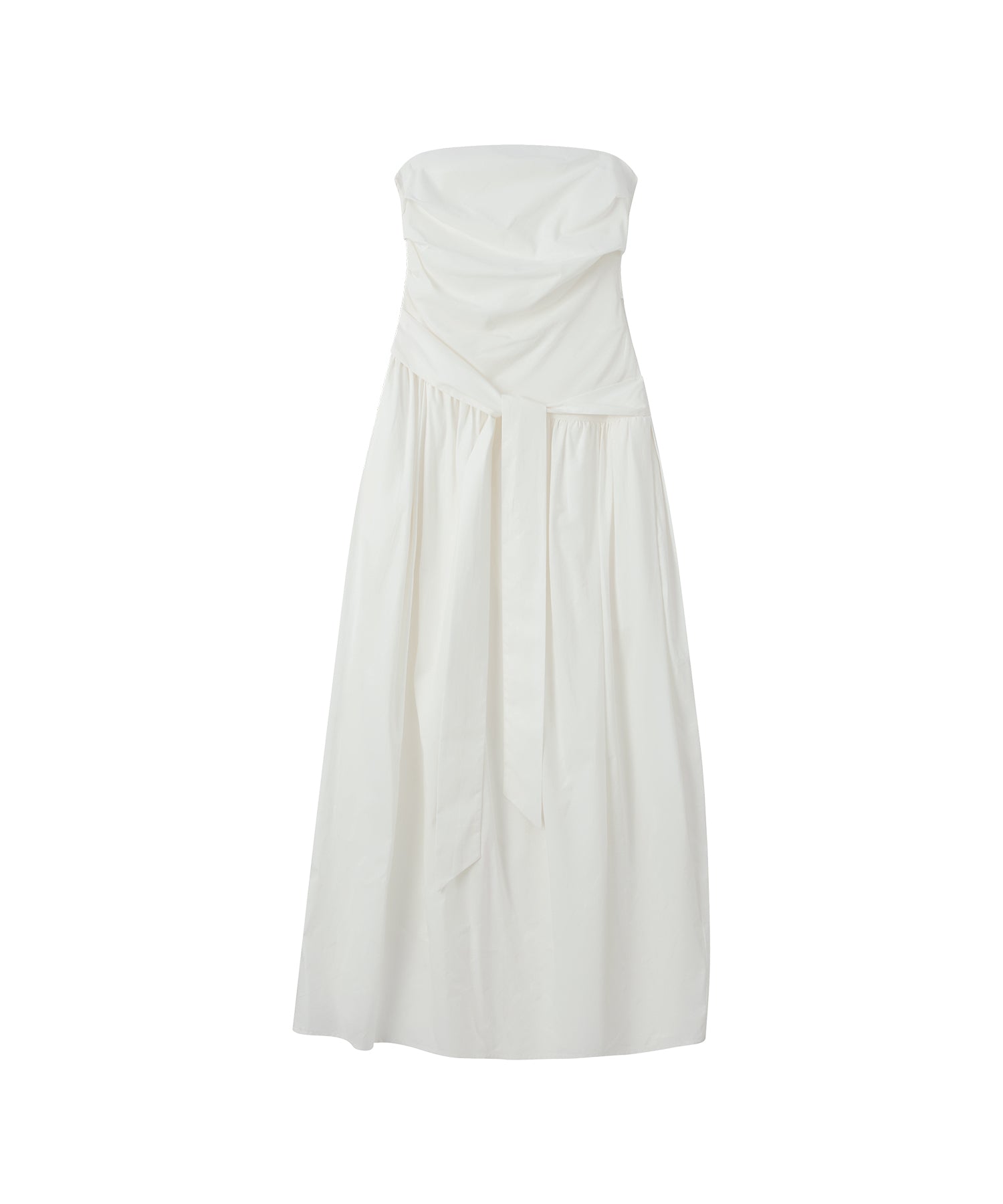 「8月中旬~下旬出荷」Side Tie Draped Strapless Long Dress