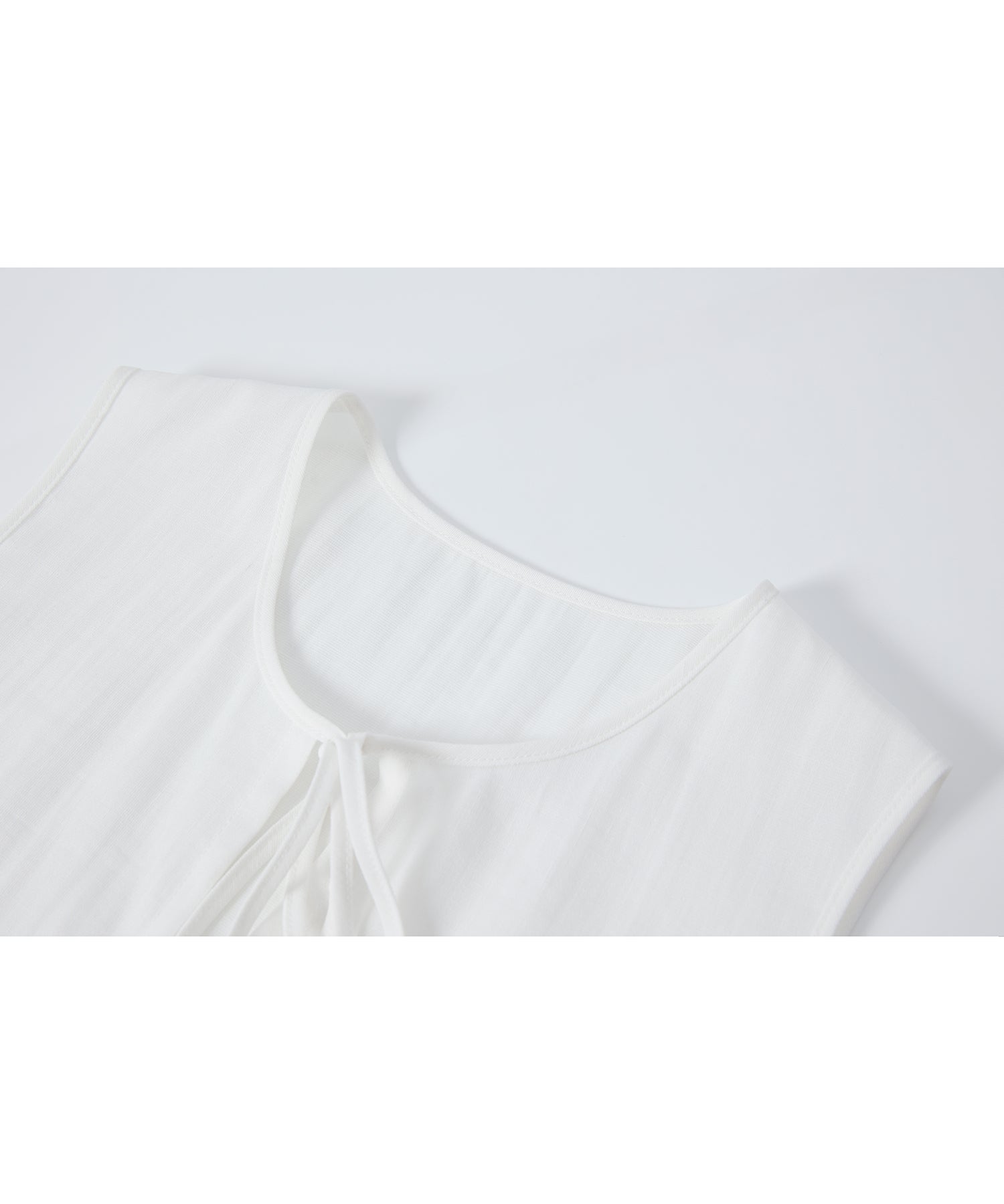 「8月中旬~下旬出荷」Linen Blend Front Tie Ruffle Sleeveless Vest