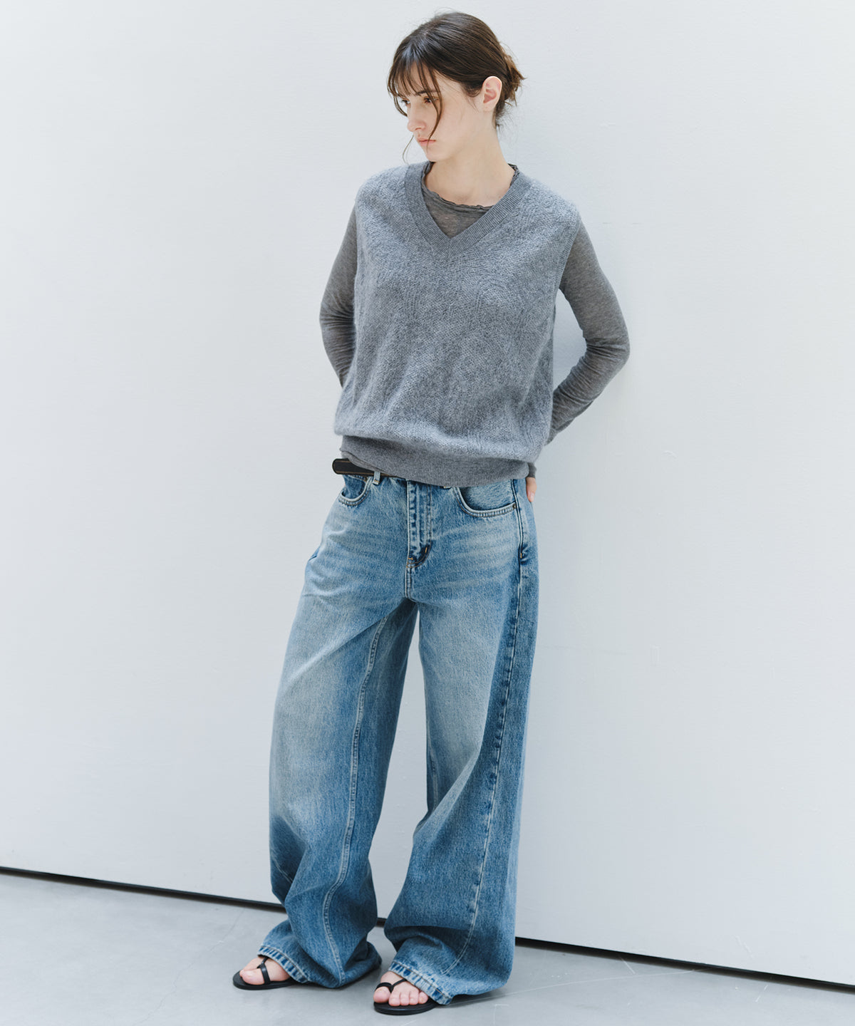 「9月下旬出荷予定」Washed Wide Straight Denim Pants