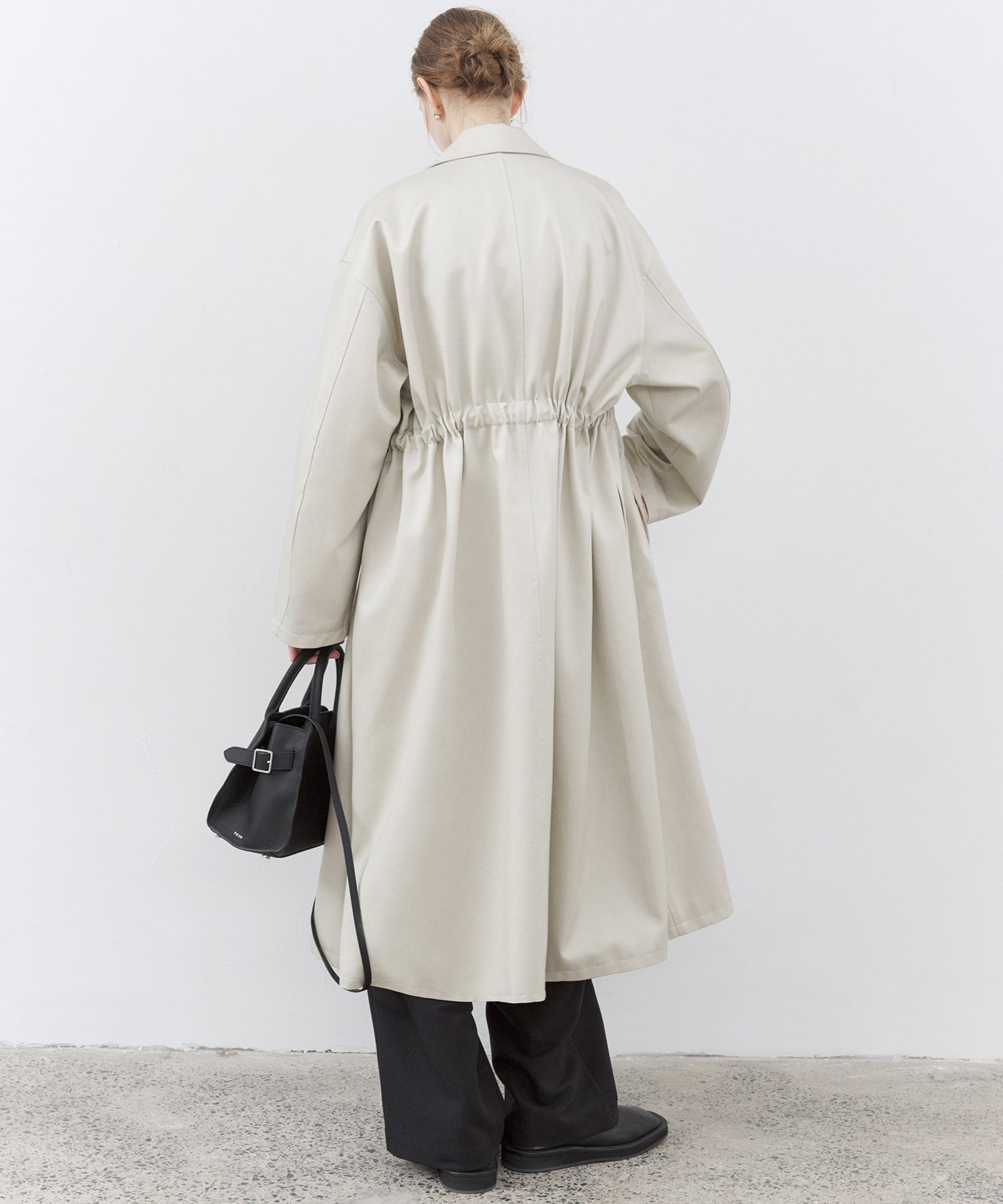 Drawstring Waist Relaxed Fit Long Coat