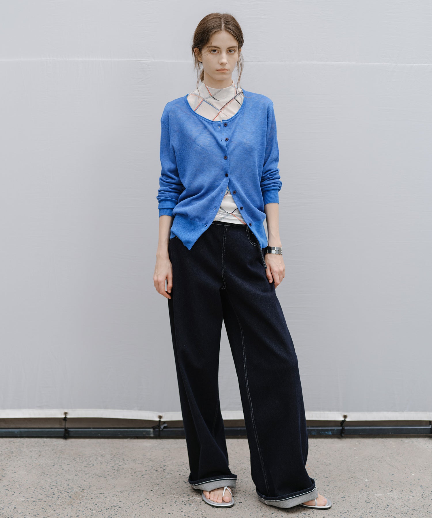 "Shipping from late February to early March" Abstract Print Sheer Mesh Top