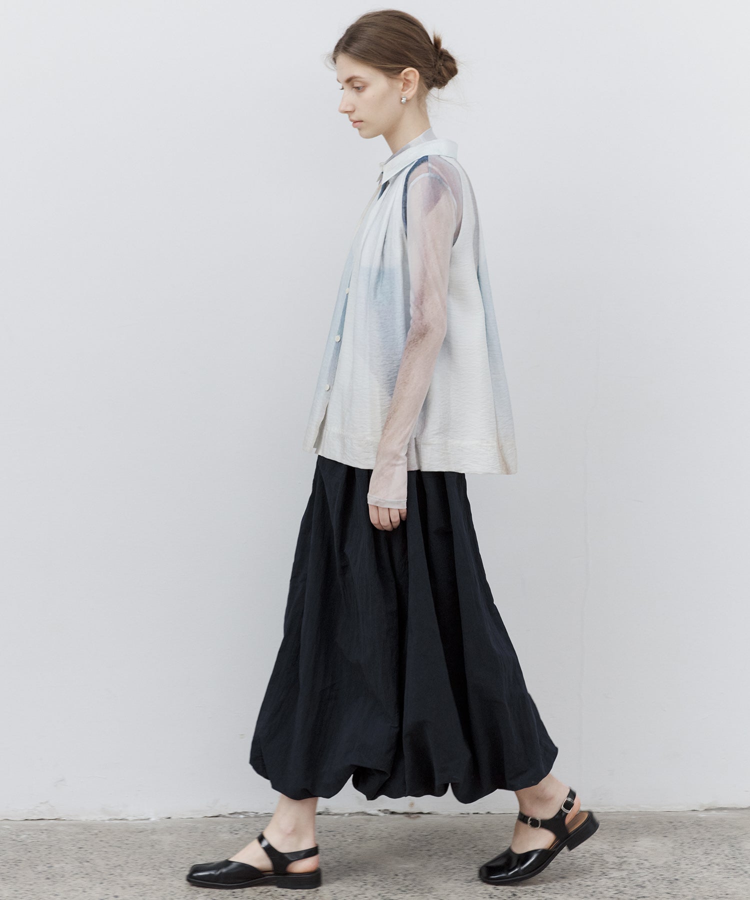 Structured Balloon Silhouette Long Skirt