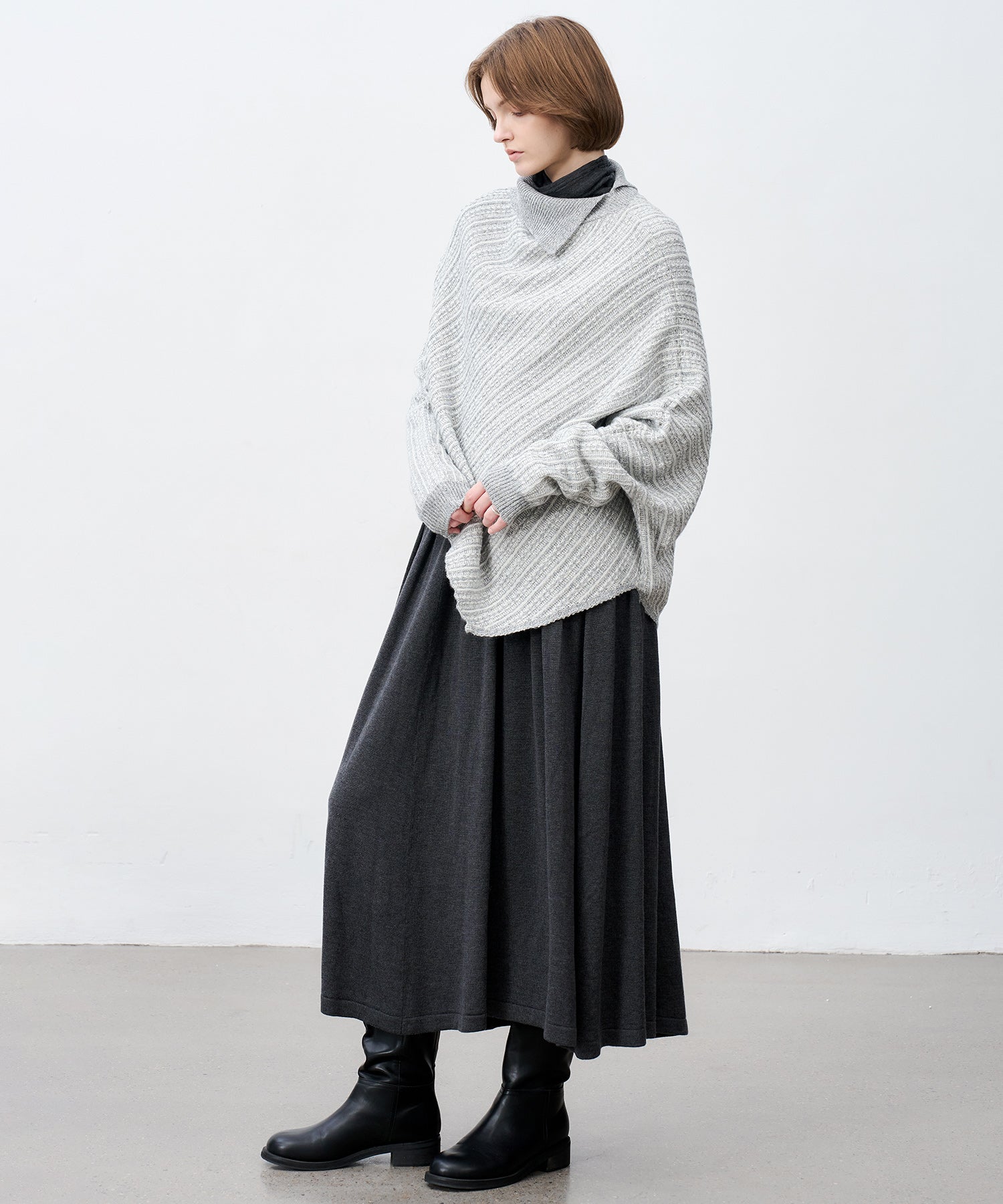Asymmetric Textured Knit Sweater