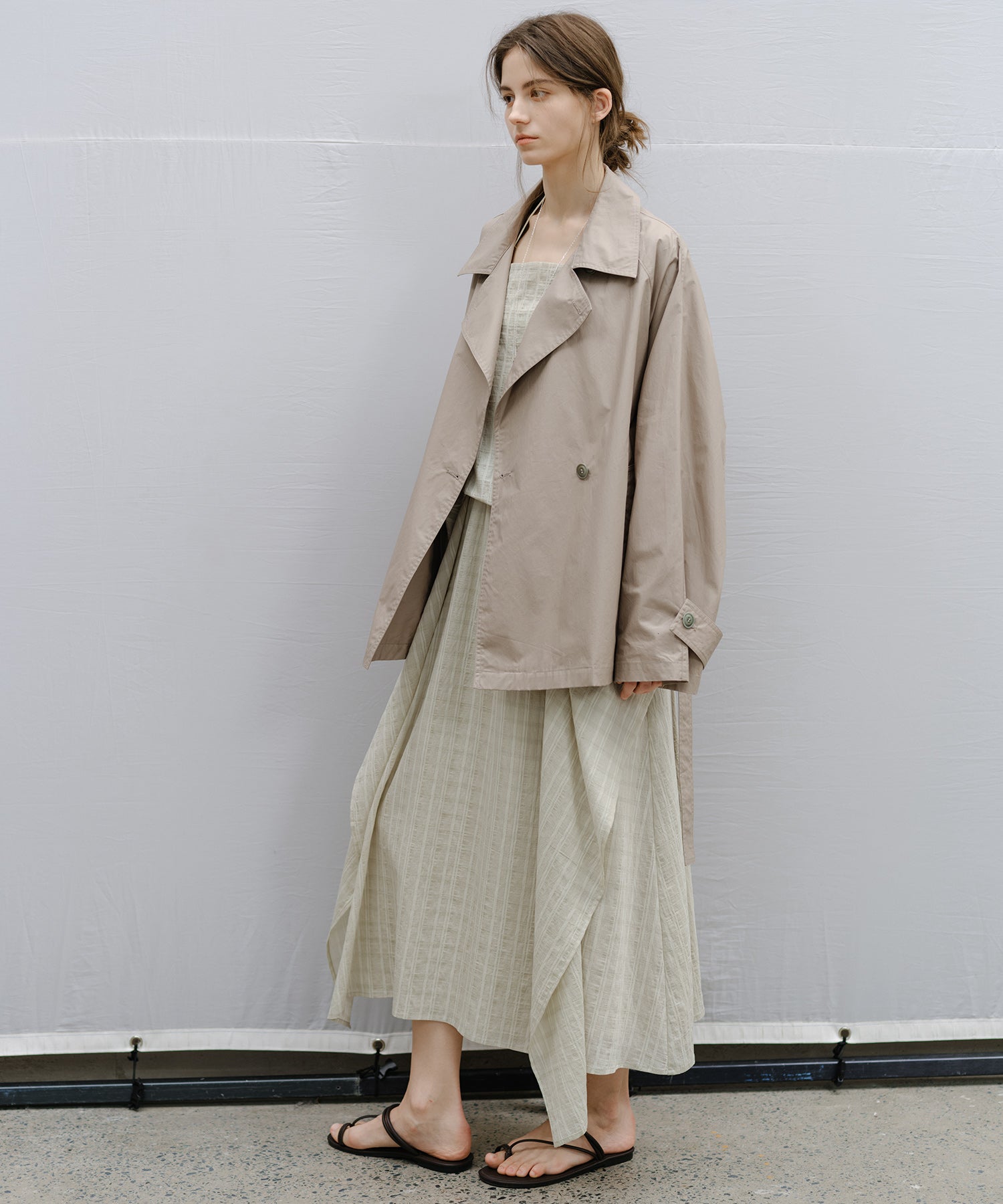 "Shipping from late February to early March" Belted Cropped Trench Jacket