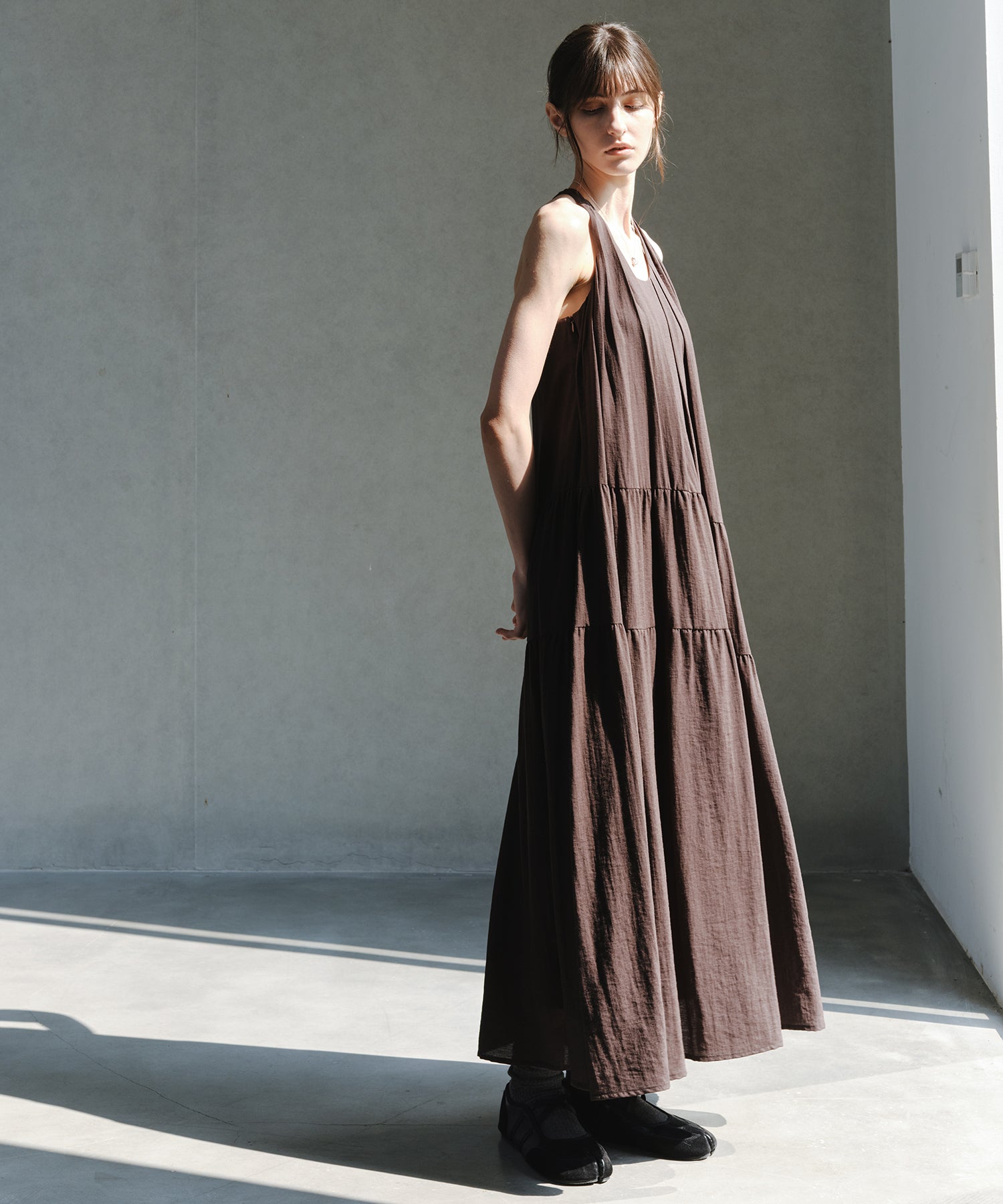 「7月上旬~中旬出荷」Halter Neck Tiered Maxi Dress