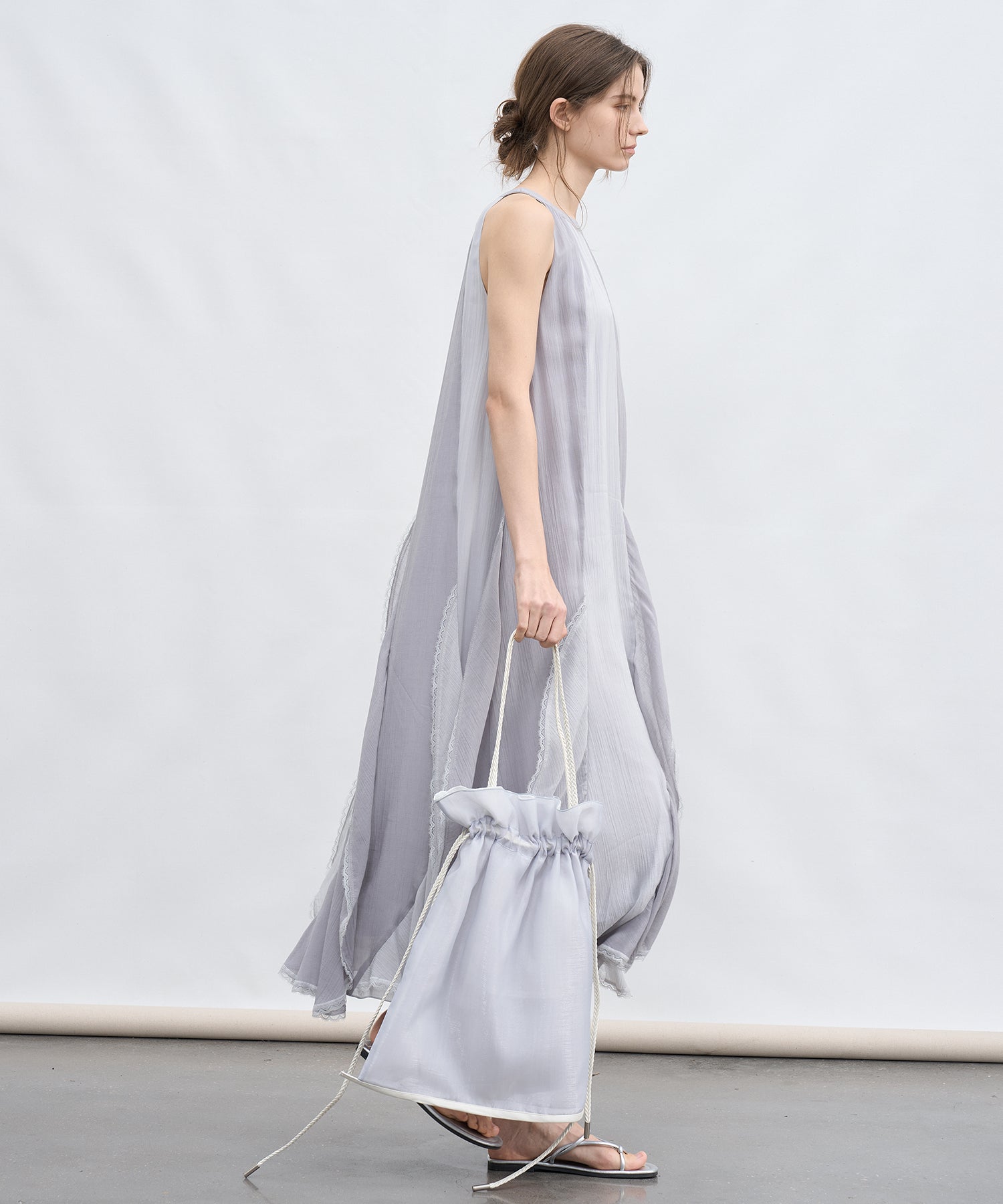 「6月上旬~中旬出荷」Color Block Layered Sleeveless Dress