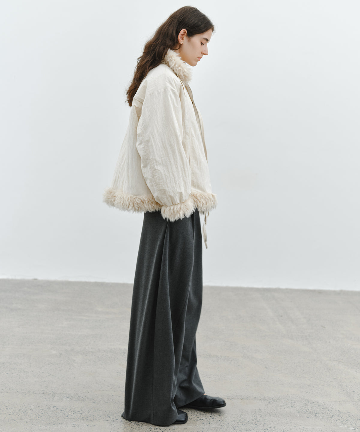 「10月下旬出荷予定」Tucked Wide Straight Slacks Pants