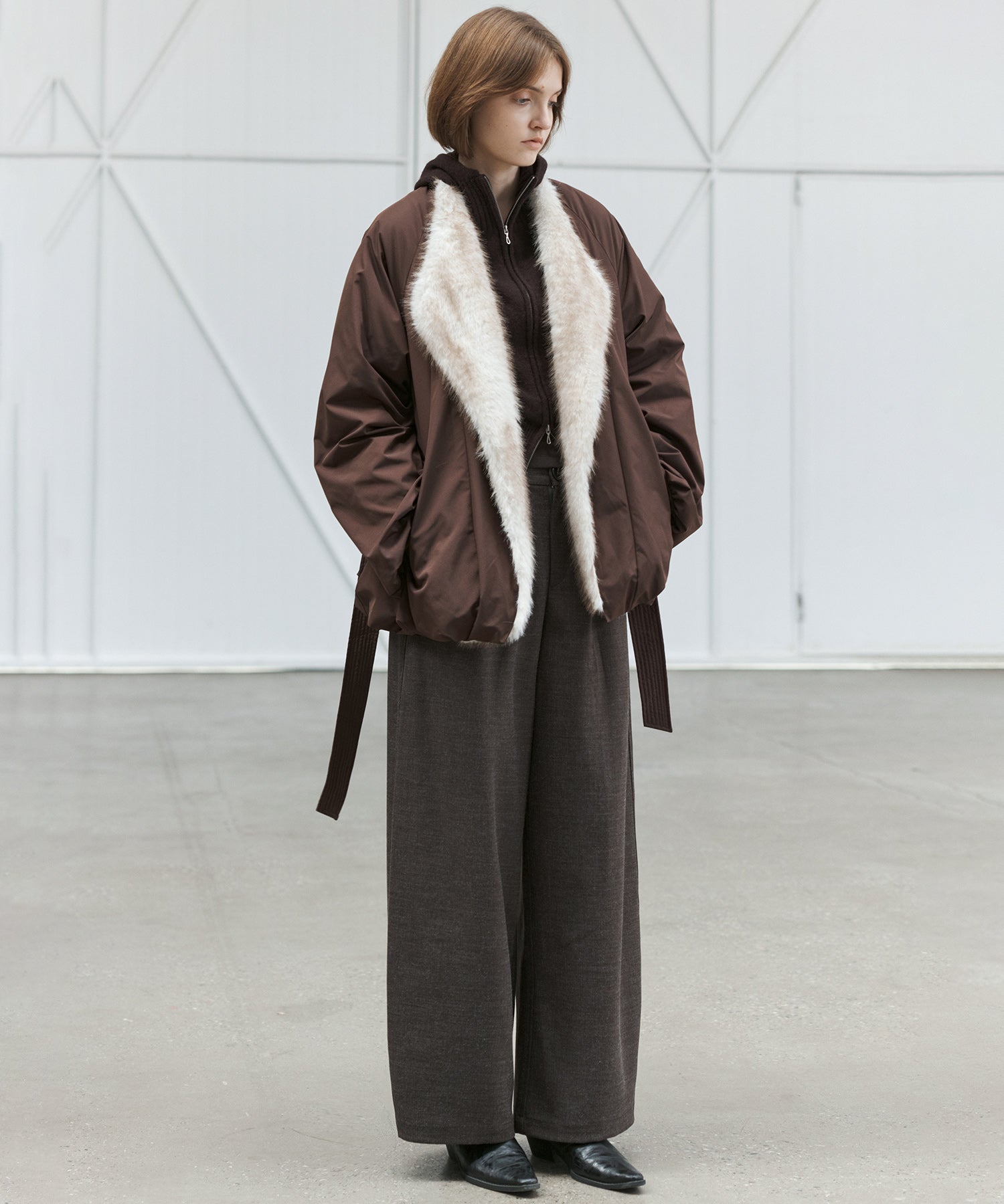 Faux Fur Collar Balloon Down Jacket